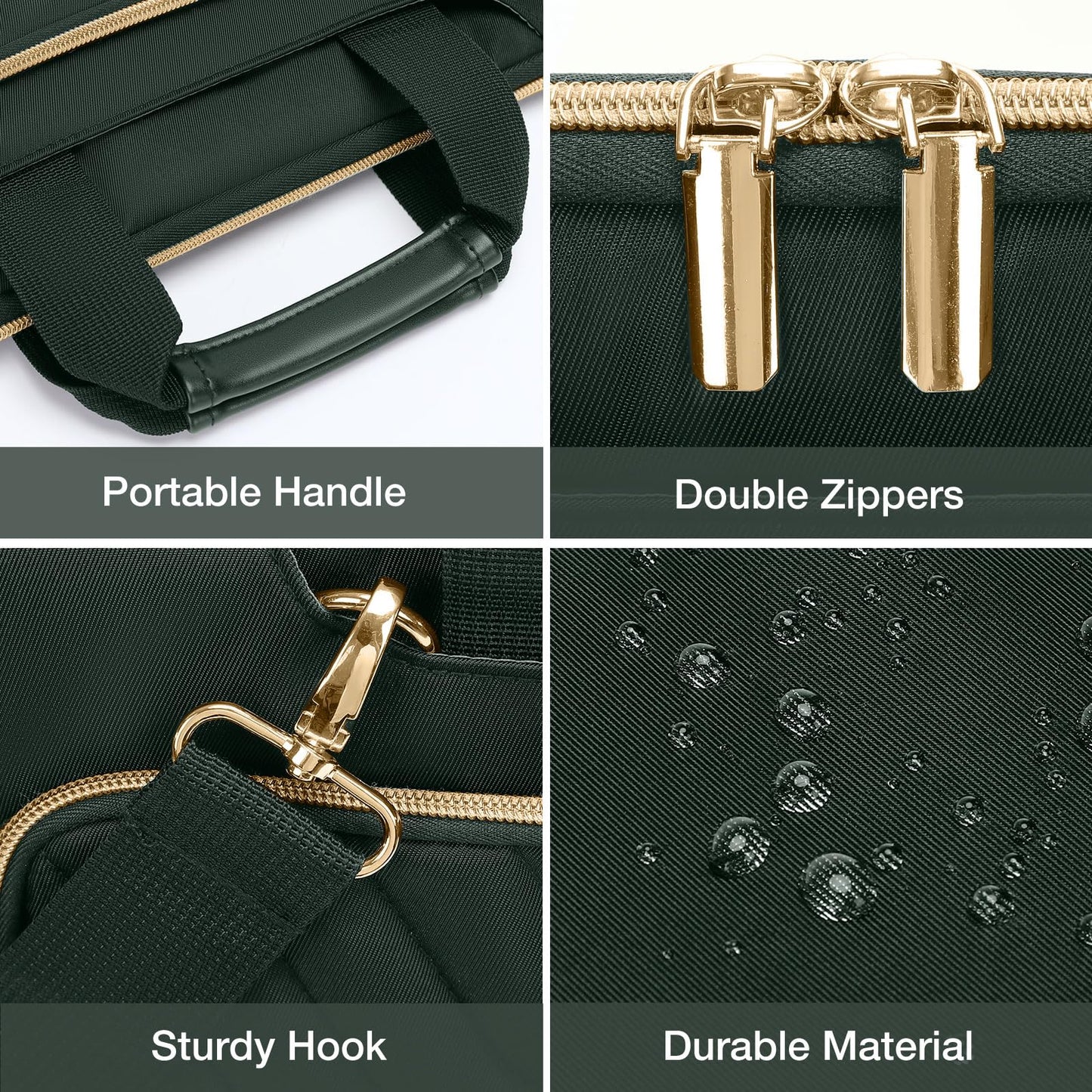 MOSISO Laptop Shoulder Bag, 15-15.6 inch Computer Bags Compatible with MacBook Pro 16 inch/Air 15 inch, HP Dell Asus, Laptop Messenge Bag with Front Inverted Trapezoid Quilted Pocket, Emerald Green