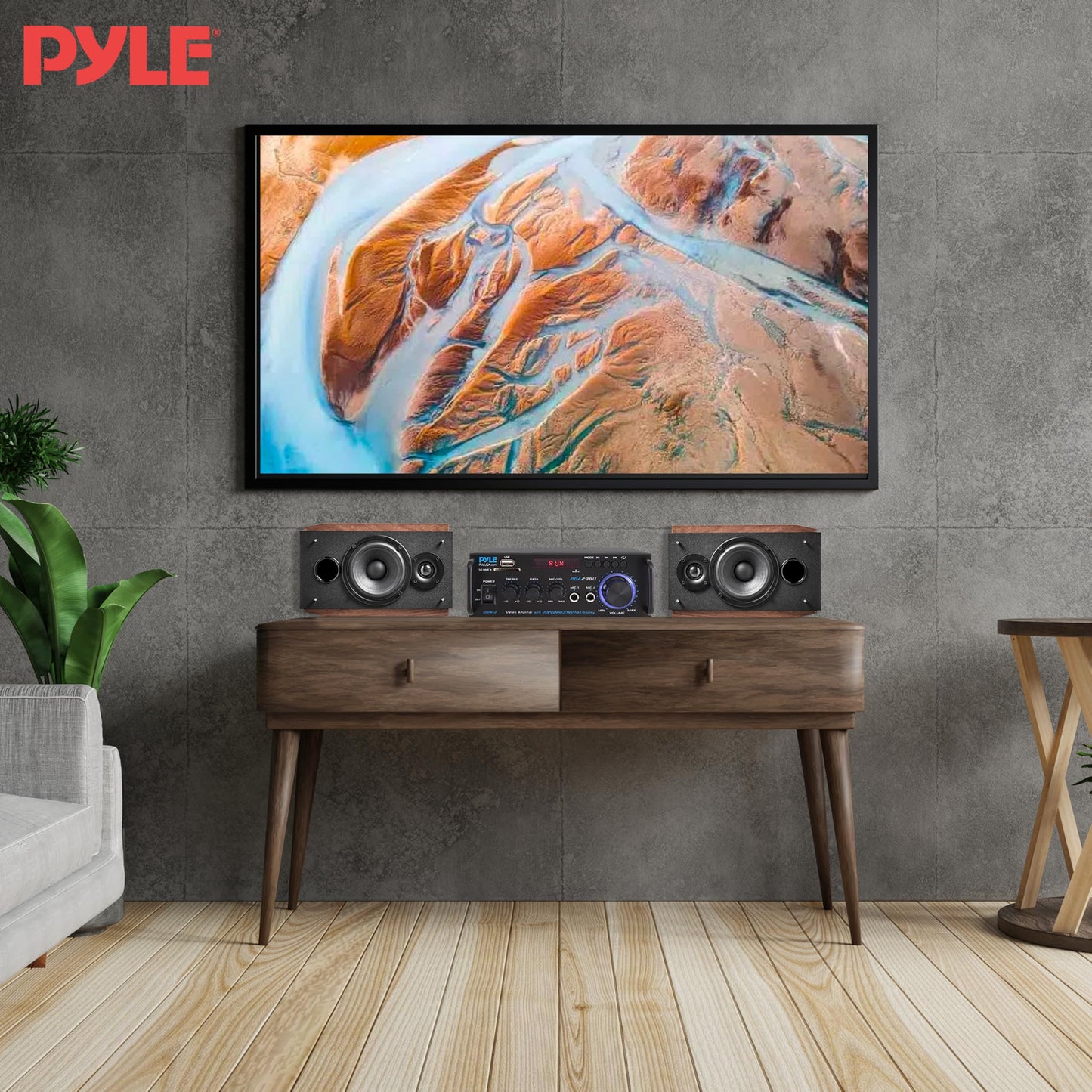 Pyle Wireless Bluetooth Stereo Power Amplifier - 200W Dual Channel Sound Audio Stereo Receiver System w/RCA, USB, SD, MIC in, FM Radio, for Home Theater Entertainment via RCA, Studio Use - PDA29BU