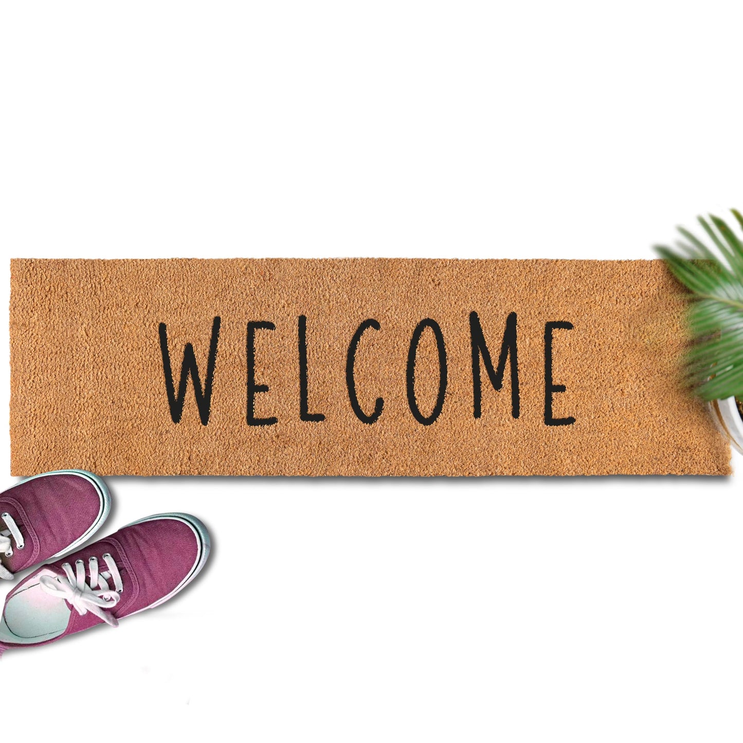Welcome Front Door Mat 50x15 Inch, Oversized Extra Large Welcome Mat for Covered Outdoor Area, Double Door Long Door Mat