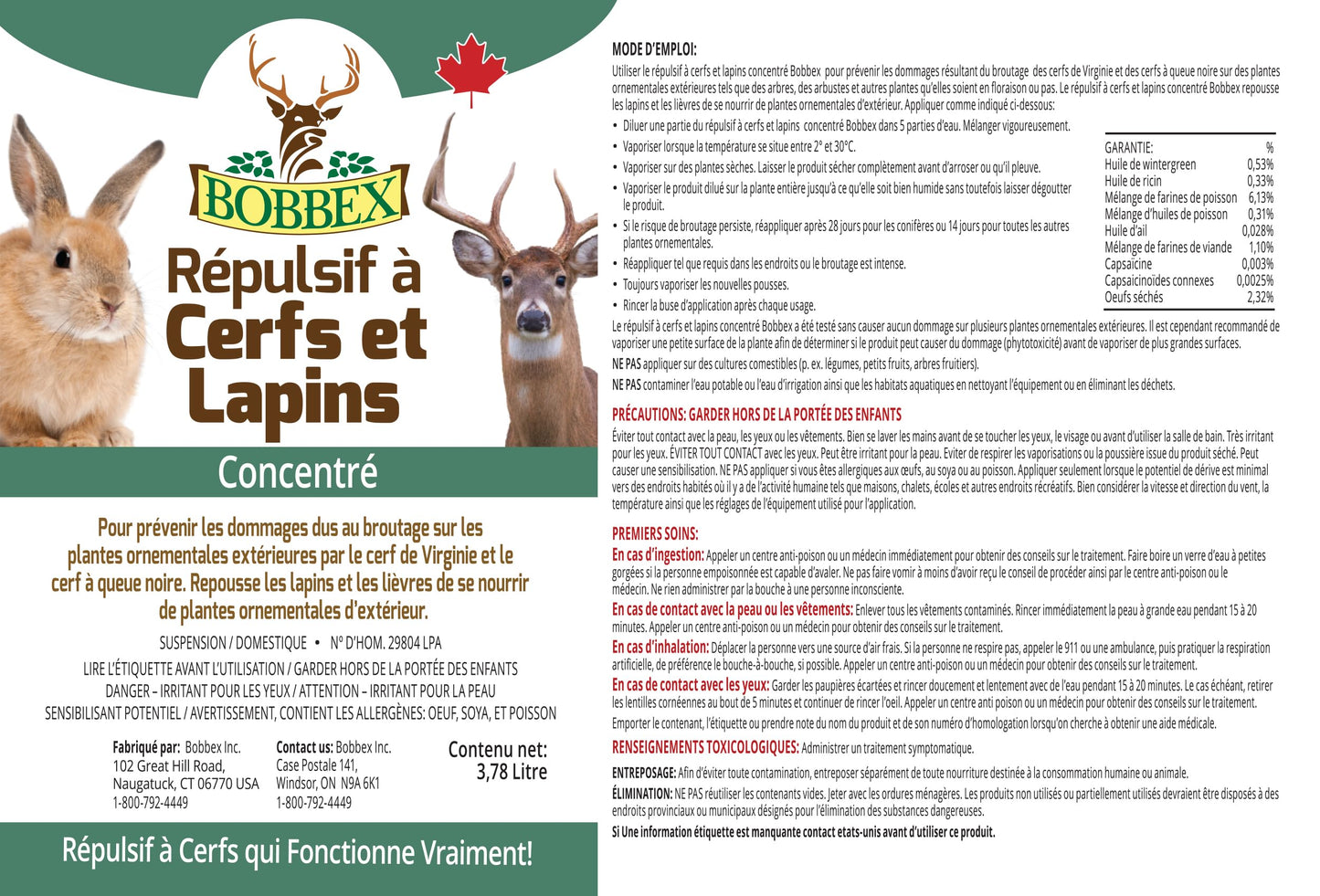 Bobbex Deer & Rabbit Repellent 3.78 Liter Concentrate