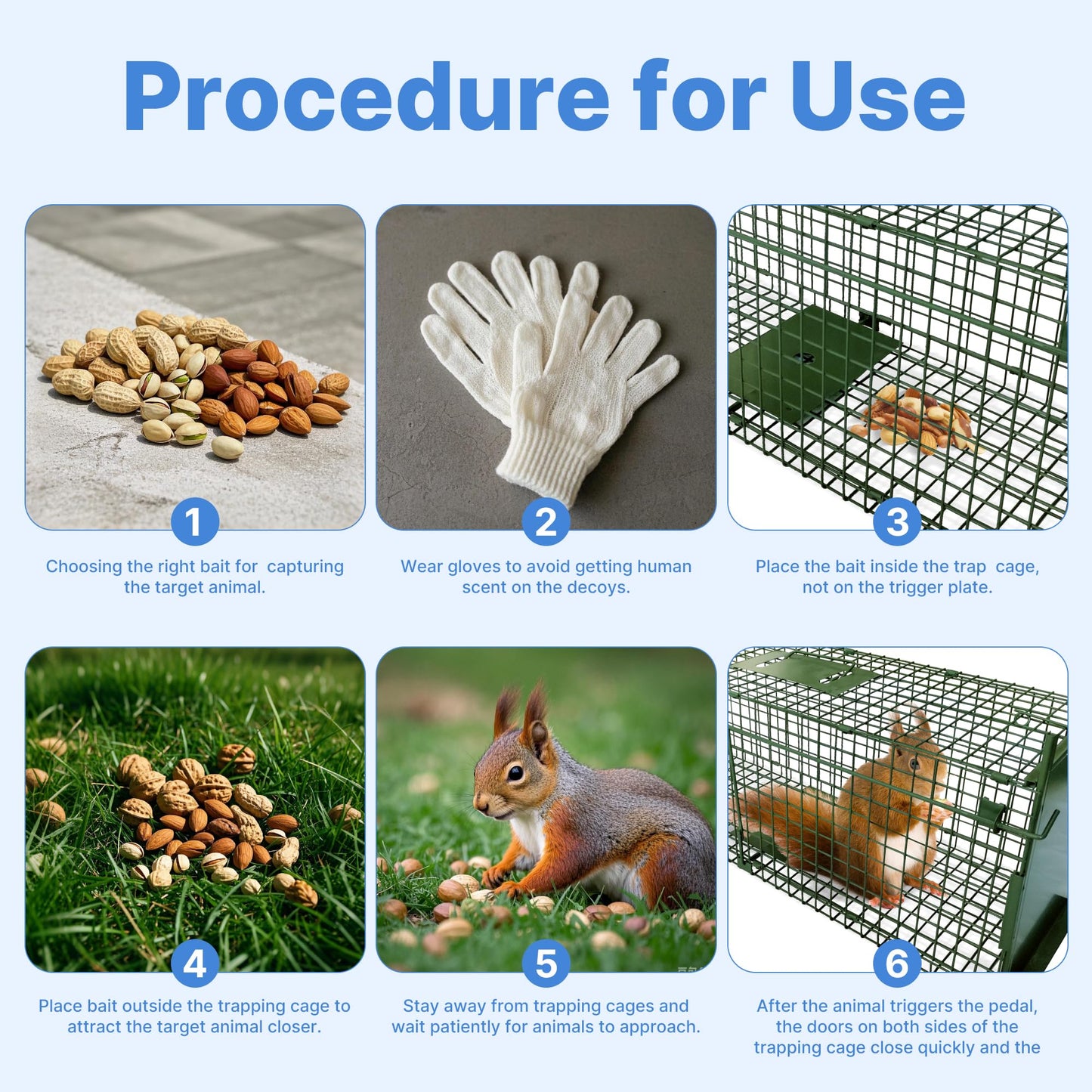 ARIFARO Animal Cage Trap (31" L x 10" W x 11" H) Humane Live Cage Trap Double-Door Metal Capture Cage for Skunks,Raccoons,Rabbits,Stray Cats,Squirrels,Moles,Gophers