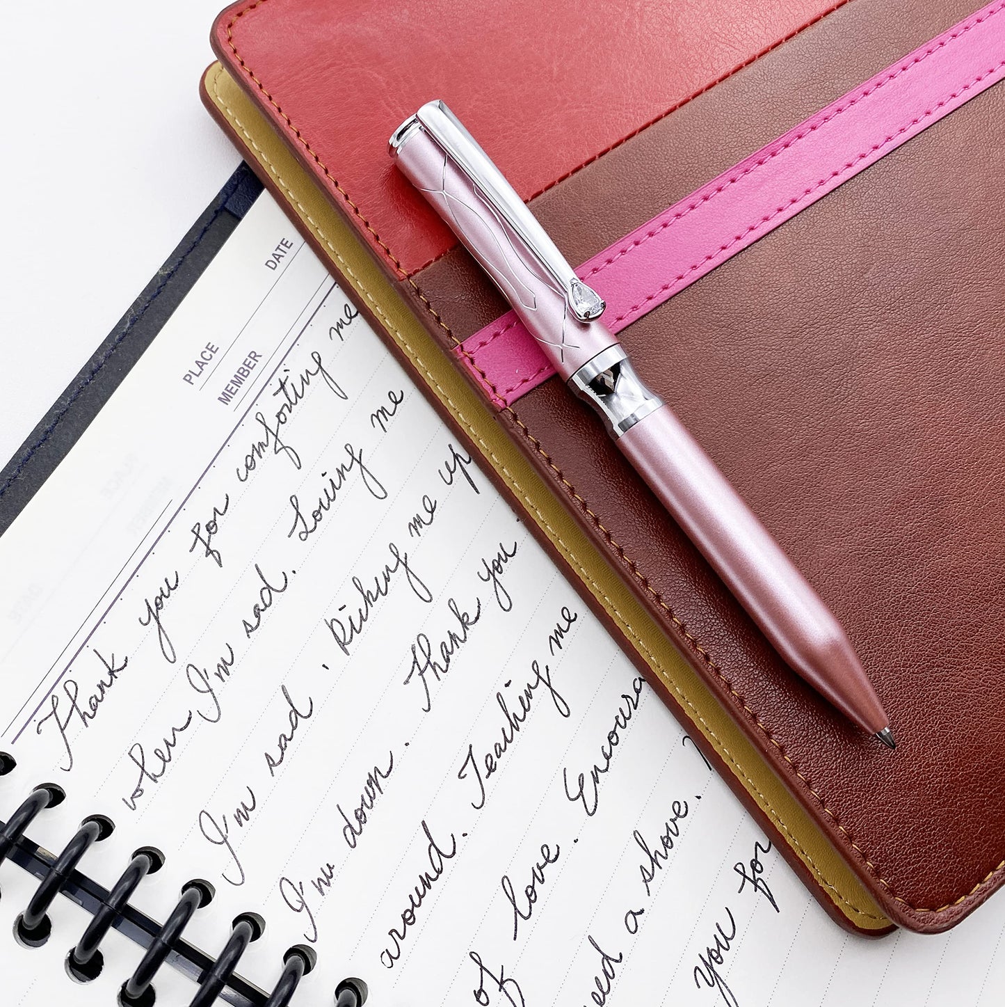 LACHIEVA LUX Nice Elegant Crystal Executive Metal Ballpoint Pen with German-made Refills, Luxury High end Writing Instruments for women-pink