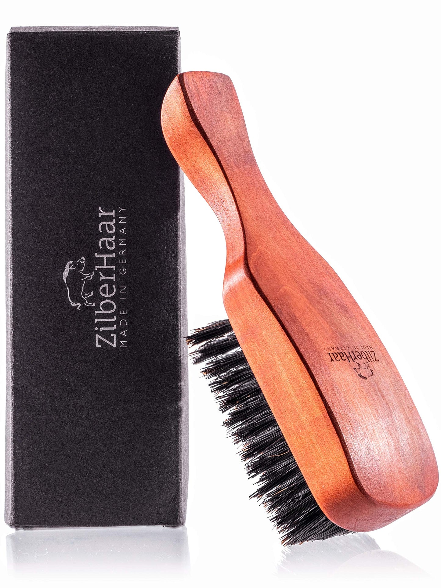ZilberHaar Major – Men's Hair and Beard Brush – Soft Boar Bristles – Massages and Exfoliates Skin and Scalp – Ideal Men's Grooming Accessory – Made in Europe