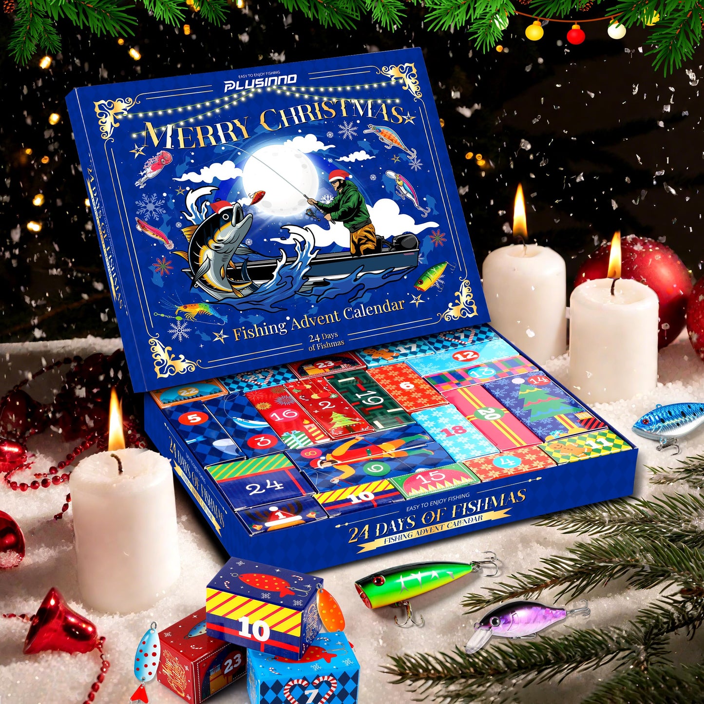 Advent Calendar 2025 Adult Fishing Advent Calendar 24 Days Countdown Fishing Lure Tackle, Christmas Gifts For Men Boyfriend Teens Boys