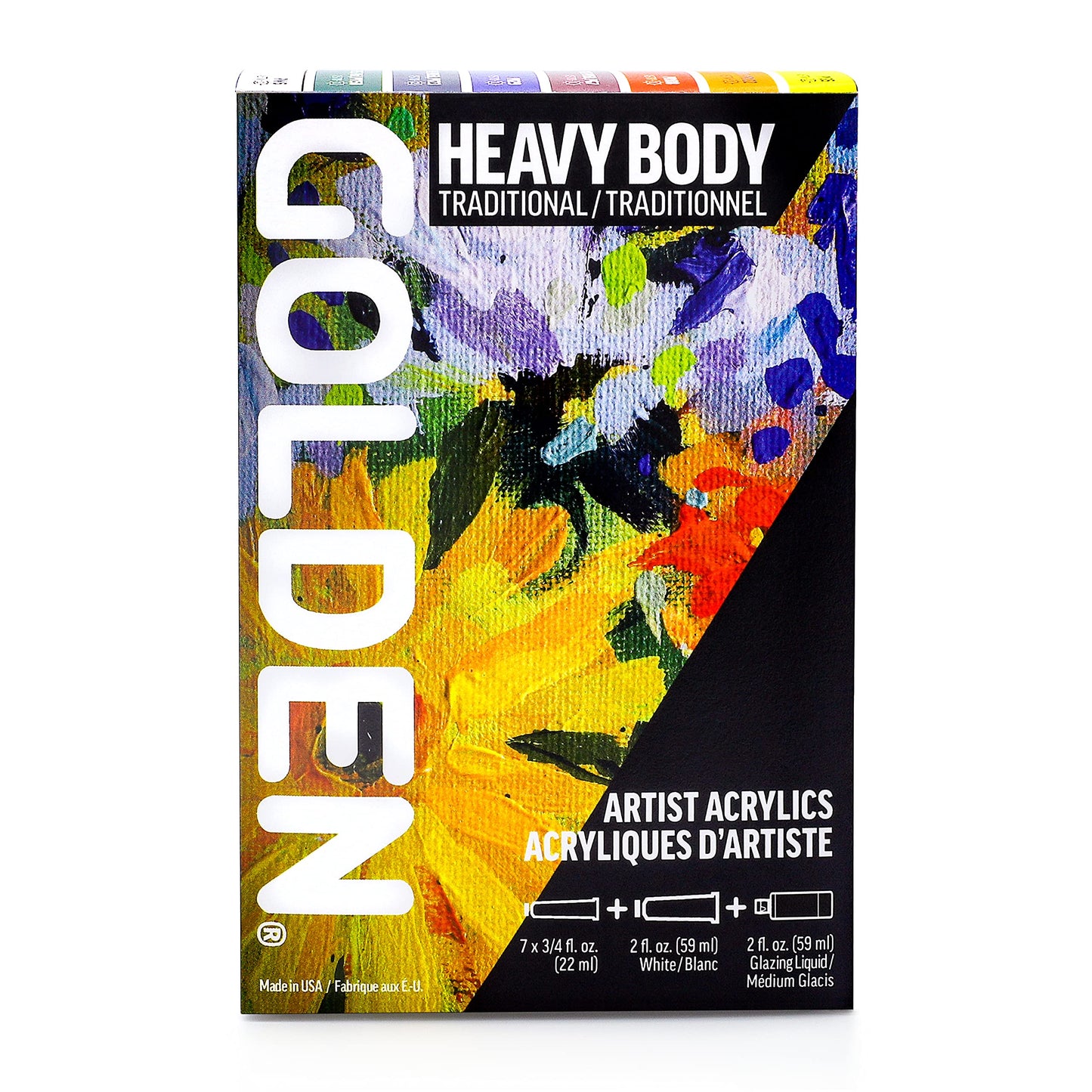 7 Pack Acrylic Paint Set Heavy Gold 7 Colors Professional Acrylic Paint