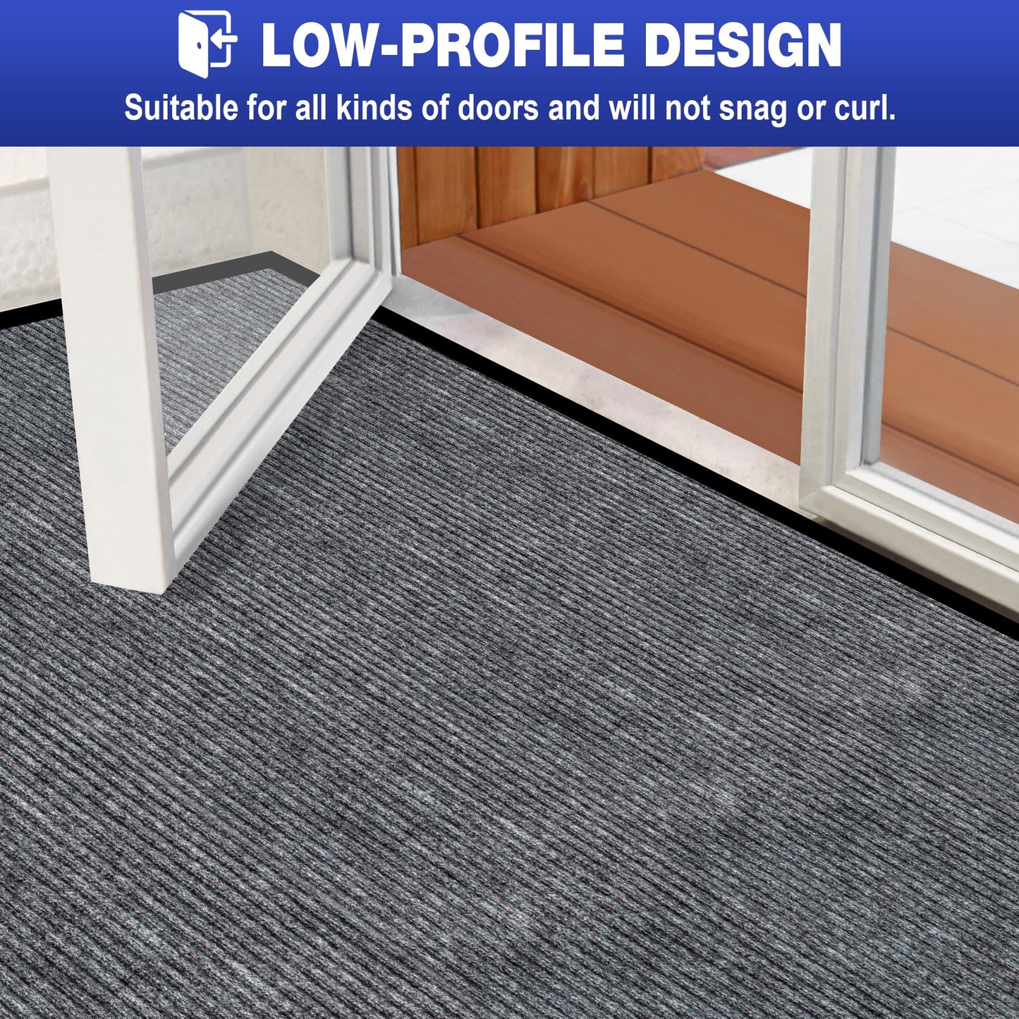 ToLanbbt 3' x 5' Front Door Mat Extra Large Commercial Industrial Rug Heavy Duty Outdoor Indoor Entryway Doormat Low Profile Welcome Entry Door Mat Non Slip Backing for Entrance Home Office, Gray