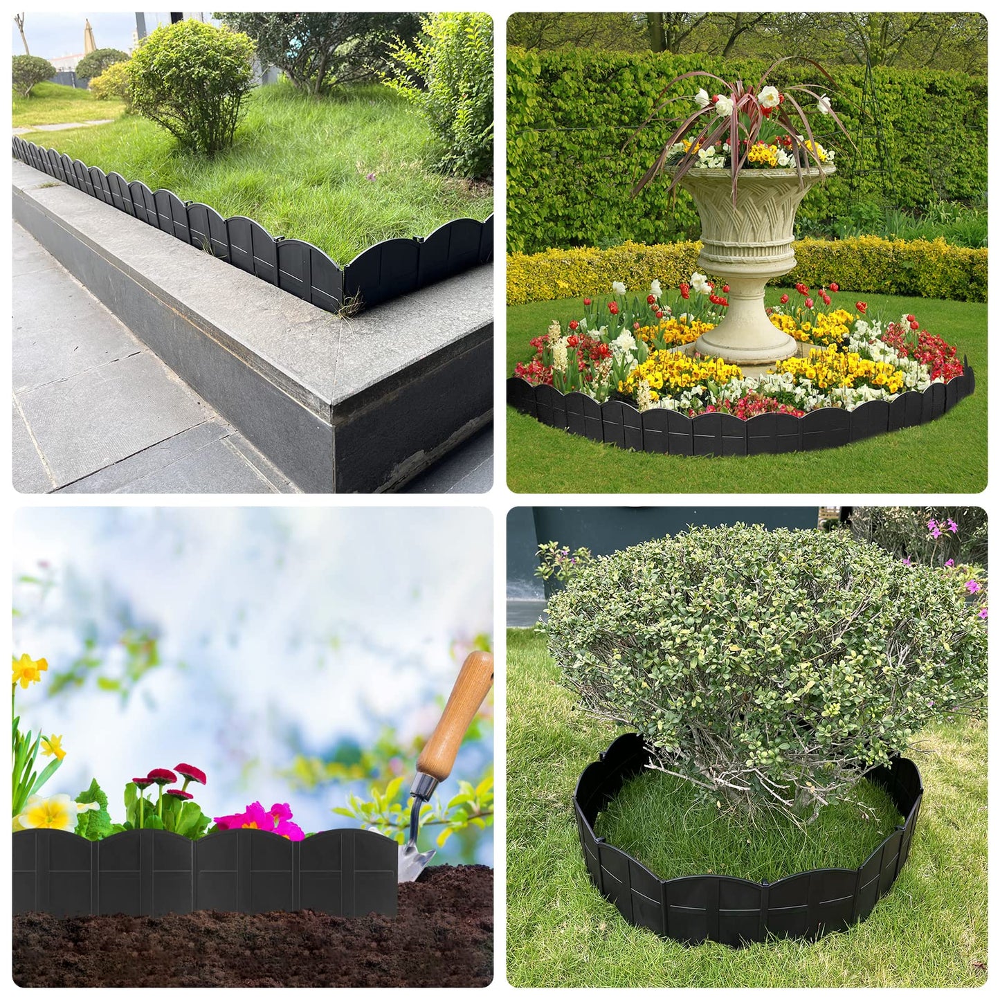 Vashly 20 pcs 10.17ft x5.9Inch H with 20 Spikes No Dig Plastic Lawn Edging Garden Edging Border Landscape Edging Kit, for Outdoor Patio Pathway,The Yard,Lawn Garden Flower Bed Border Edging