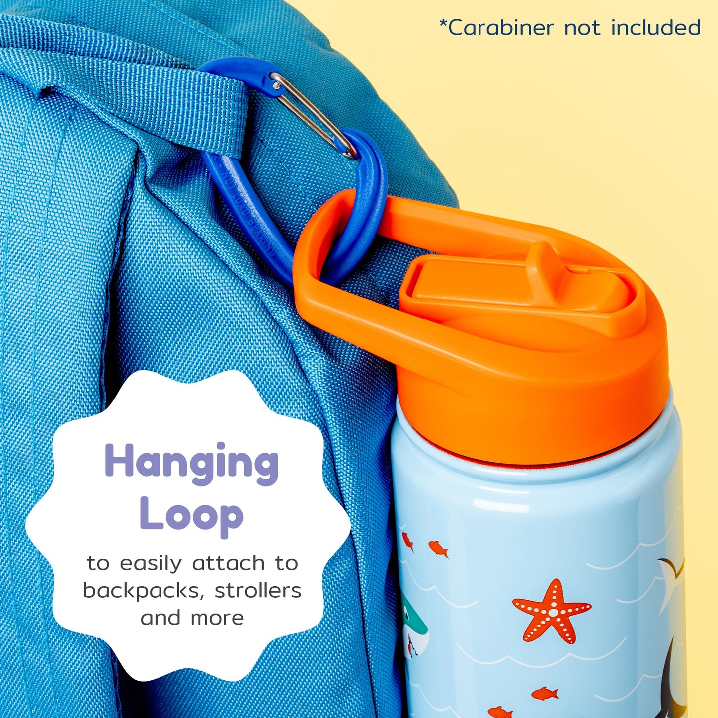 BOZ Kids Insulated Water Bottle with Straw Lid - Two-Pack Shark/Dinosaur Stainless Steel Vacuum Double Wall Toddler Water Bottle, 14 oz (414ml) Scratch-Resistant and Dishwasher-Safe Kids Water Bottle