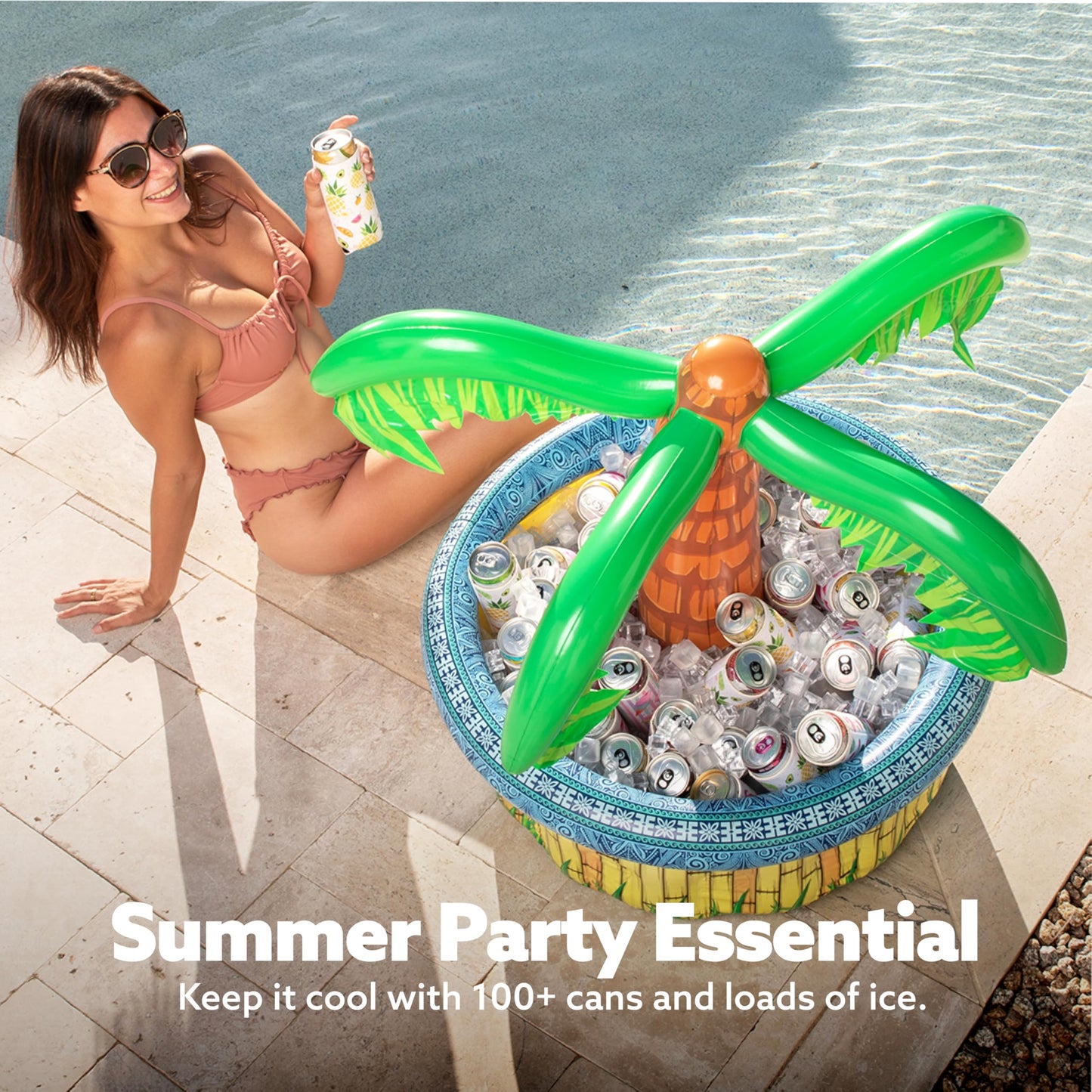 JOYIN 28” Inflatable Palm Tree Cooler, Luau Hawaiian Tropical Beach Themed Decorations, Blow Up Palm Trees Cooler Outdoor Party Supplies, Kids Adults Birthday Party Décor