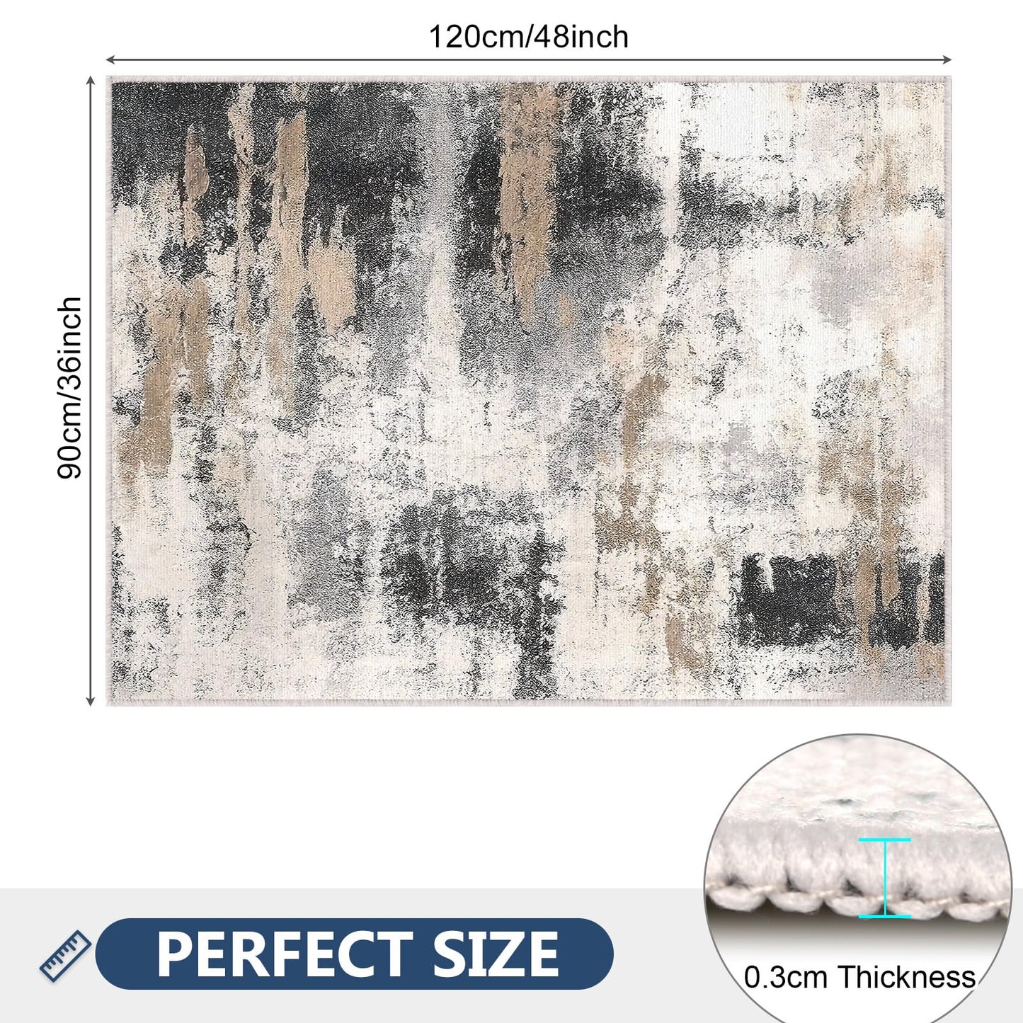 ZOKBOM Office Chair Mat, 36"x48" Printed Chair Mat for Hardwood Floor with Non-Slip Backing, Washable Home Office Floor Protector (C)