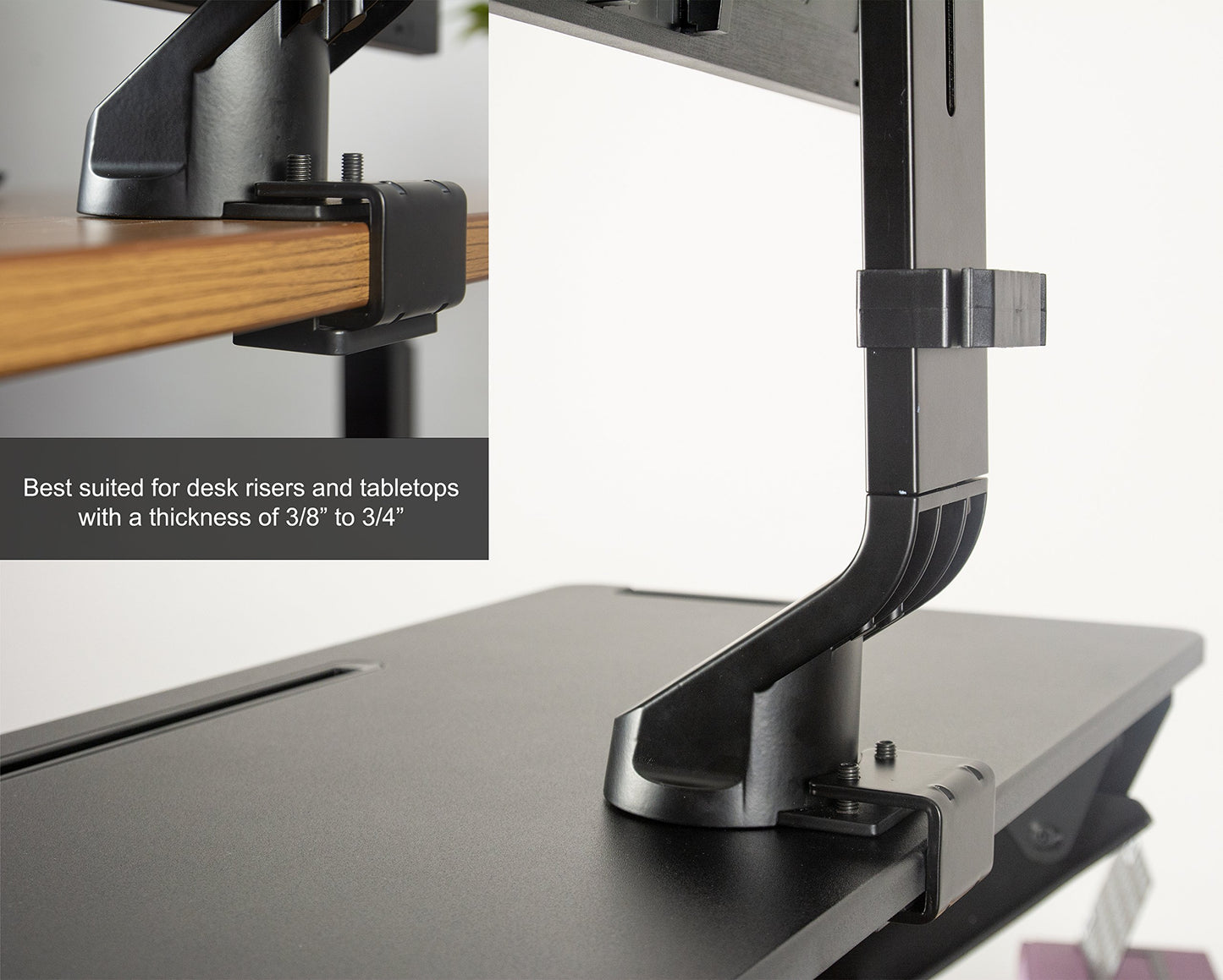 VIVO Black Adjustable Single Monitor Mount for Sit-Stand Workstation, Desk Converter, Monitor Arm Fits 1 Screen up to 32 inches STAND-V001U