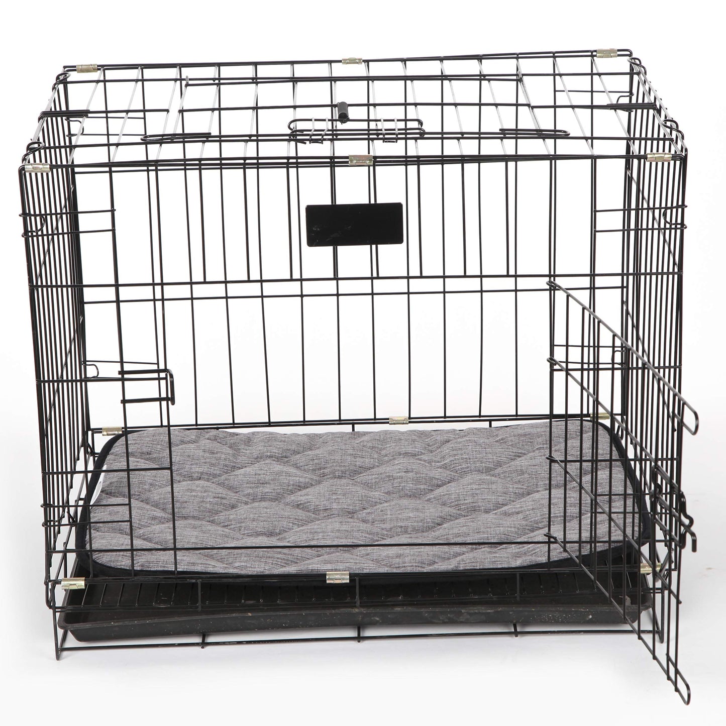 QIAOQI Dog Bed Crate Mat 48" Grey Kennel Pad | Washable Orthopedic Pillow Pet Beds Dense Cushion Padding Bolster