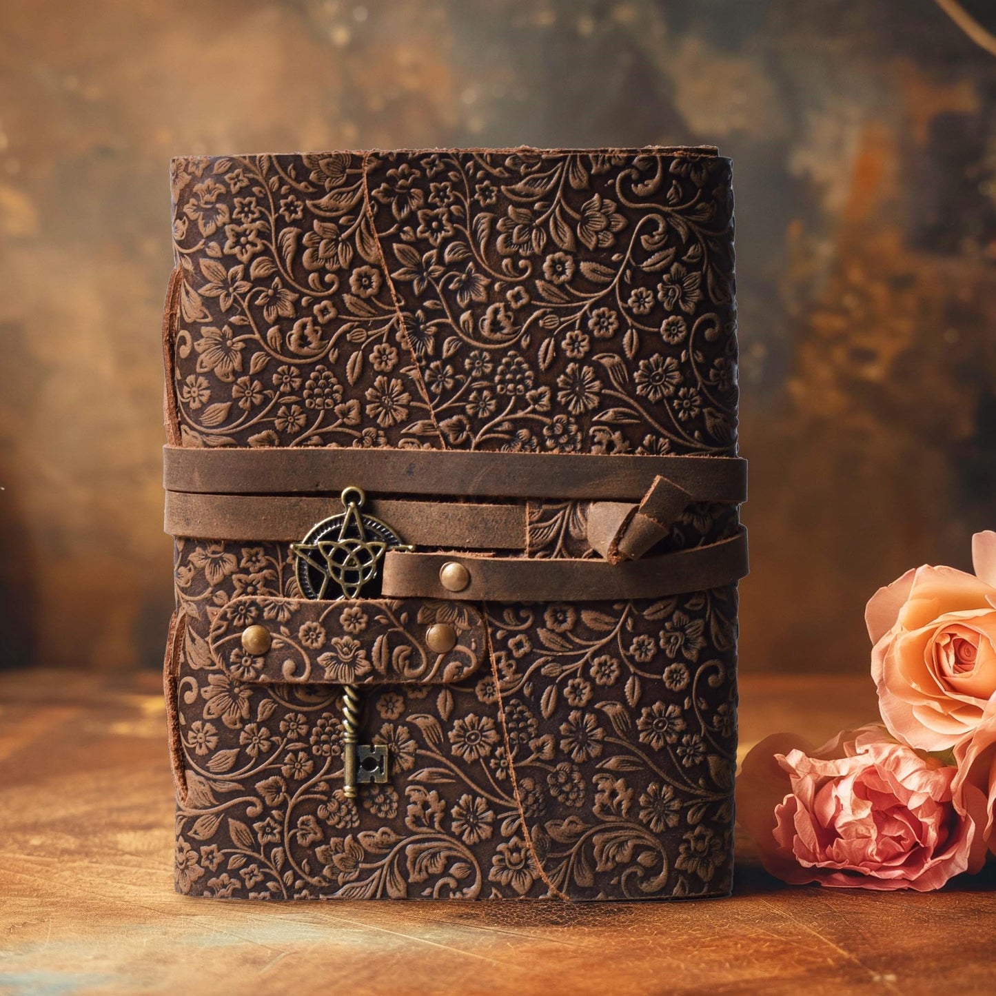 LEATHER VILLAGE Handmade Leather Bound Journal for Women- Brown | 7"X5" (A7) Medium | 260 Pages Blank of Vintage Paper Writing, Sketchbook, Notebook