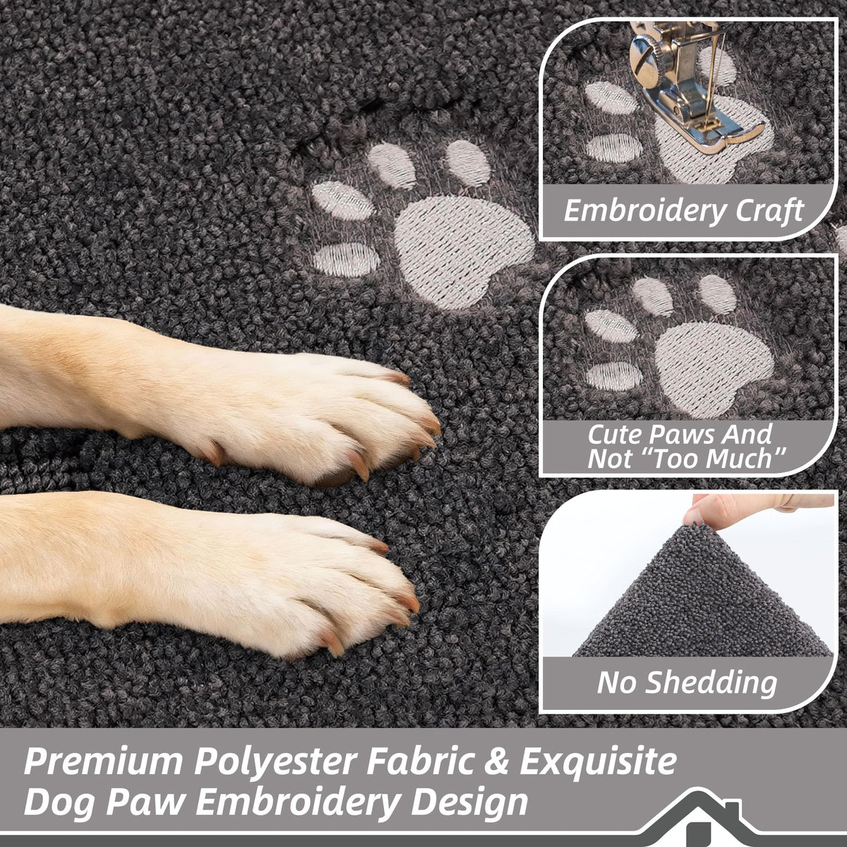 BEQHAUSE Dog Door Mat for Dirty Wet Paws 24"x36", Absorbent Dirt Trapper Entryway Rug Non-Slip Washable Welcome Mat Soft Stain Resistant for Dogs Entry Indoor Door Mat, Dark Grey Dark Grey