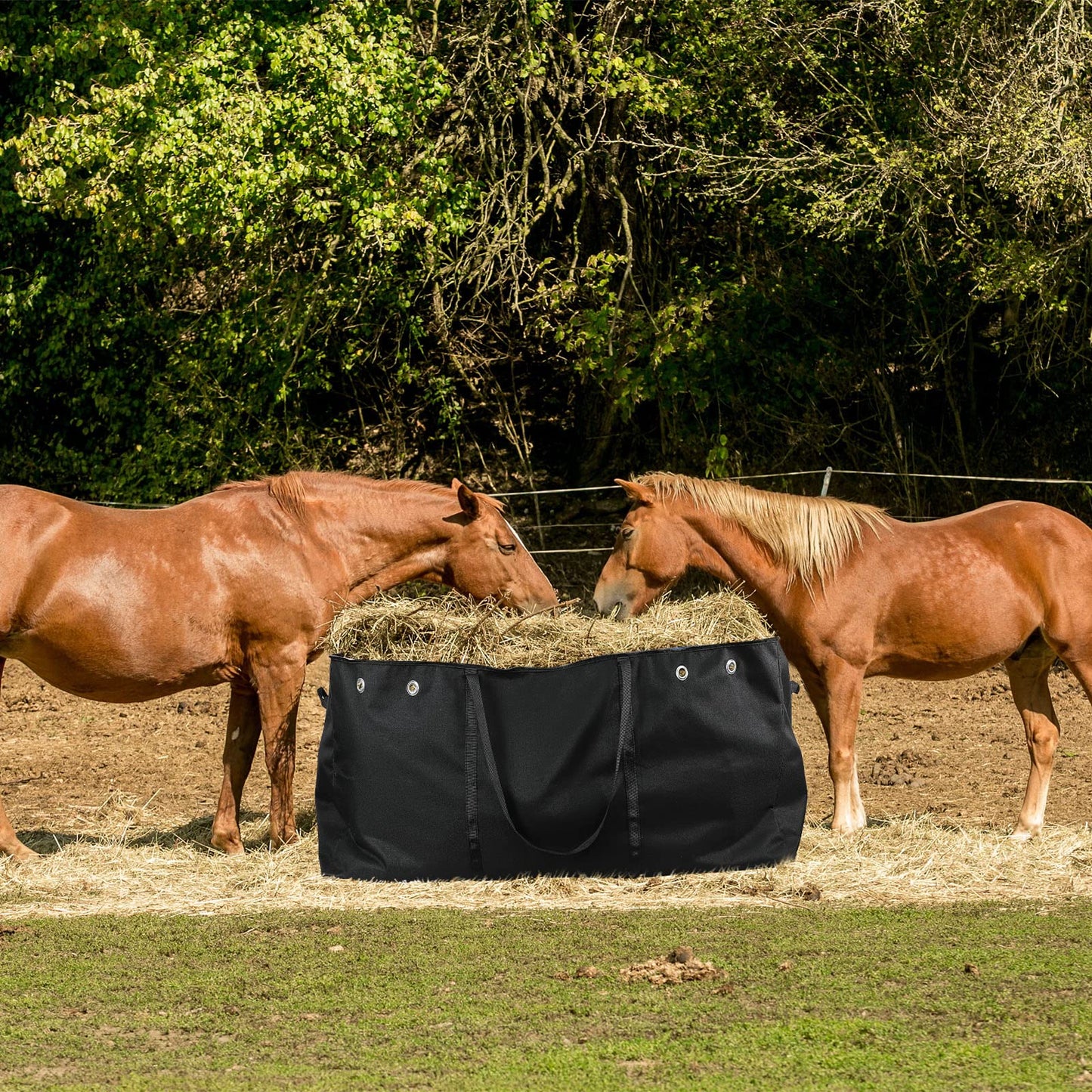 Tudomro Hay Bale Storage Bag-600D Extra Large Horse Hay Bag Black Heavy Duty for Horse Goats Storage Container Feeding Supplies for Feed Trailer, 44.4" x 22.8" x 18.7''