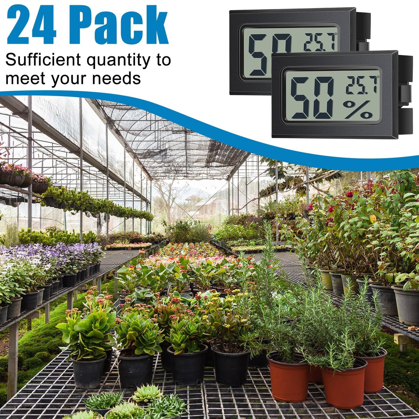 Kanayu 24 Pack Mini Digital Hygrometer Thermometers Indoor Humidity Monitor Temperature Humidity Gauge Meter with Fahrenheit for Greenhouse Garden Cellar Closet