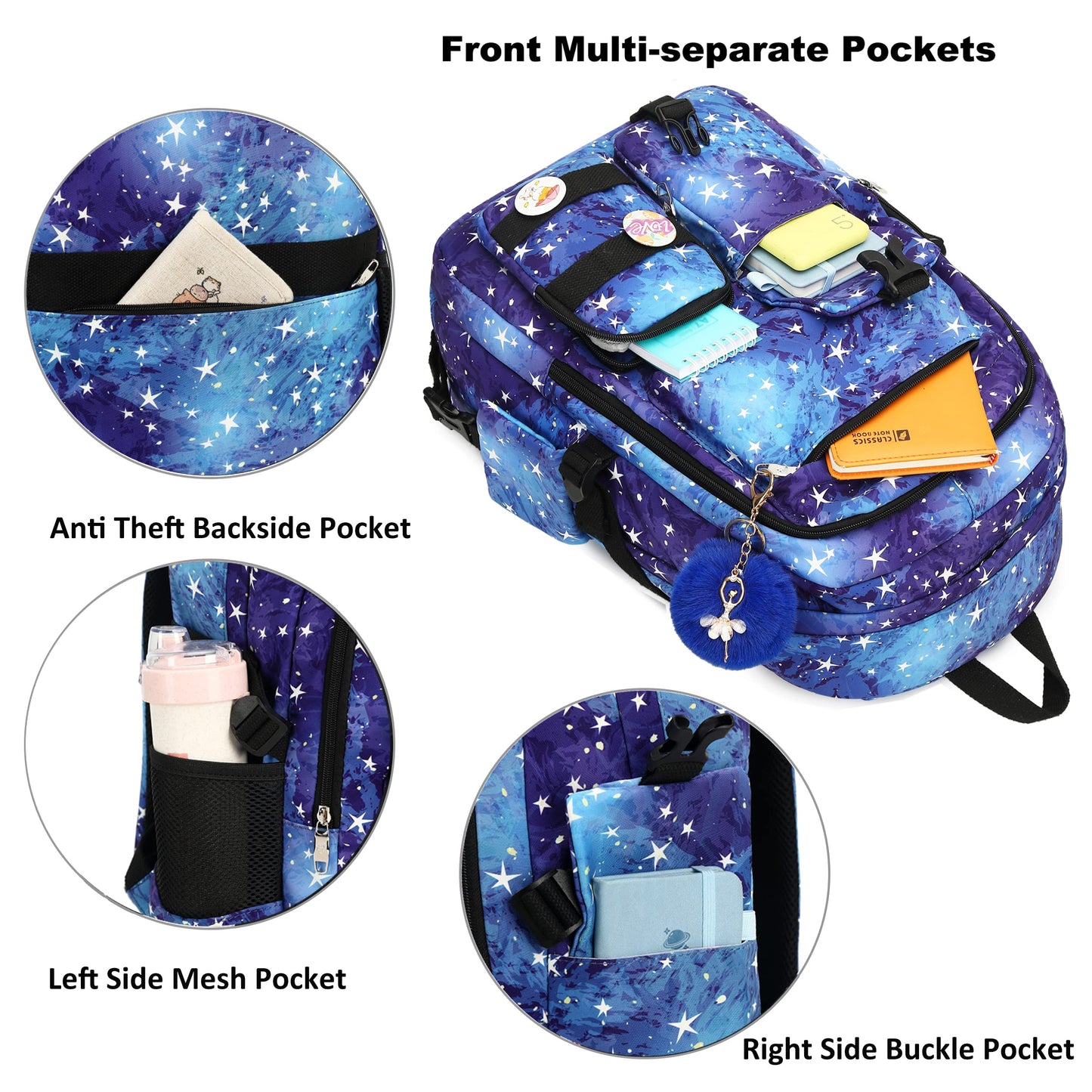 Laptop Backpacks for Women 16 Inch School Bag College Backpack Travel Daypack Large Bookbags for Teens Girls Students (Galaxy Blue)