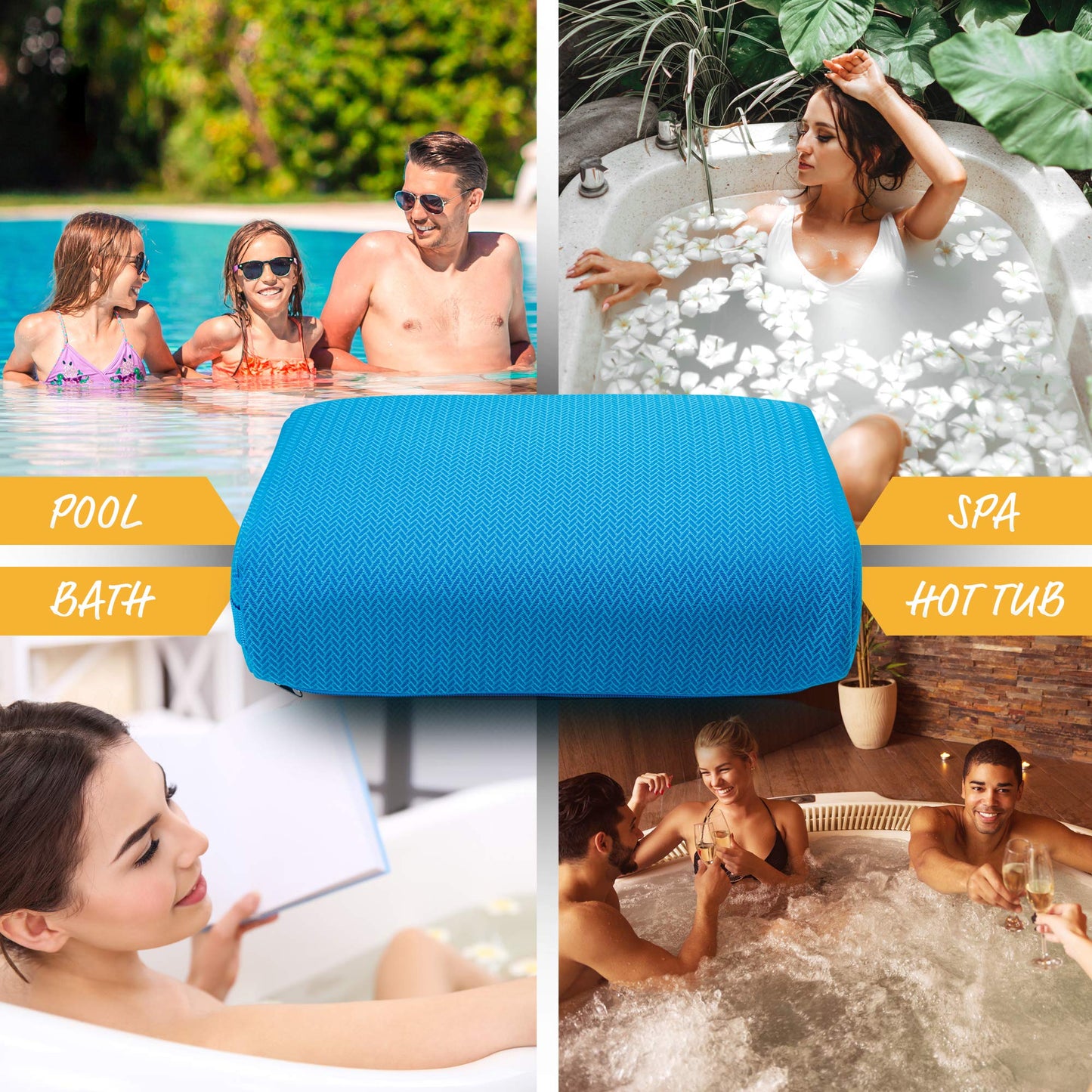 Star Splash Hot Tub Booster Seat, 15 x 12 x 5 Inches - Bath Cushion with Non-Slip Micro Dot Bottom and 6 Weight Sections - Quick Dry Inflatable Hot Tub Accessories for Adults and Kids