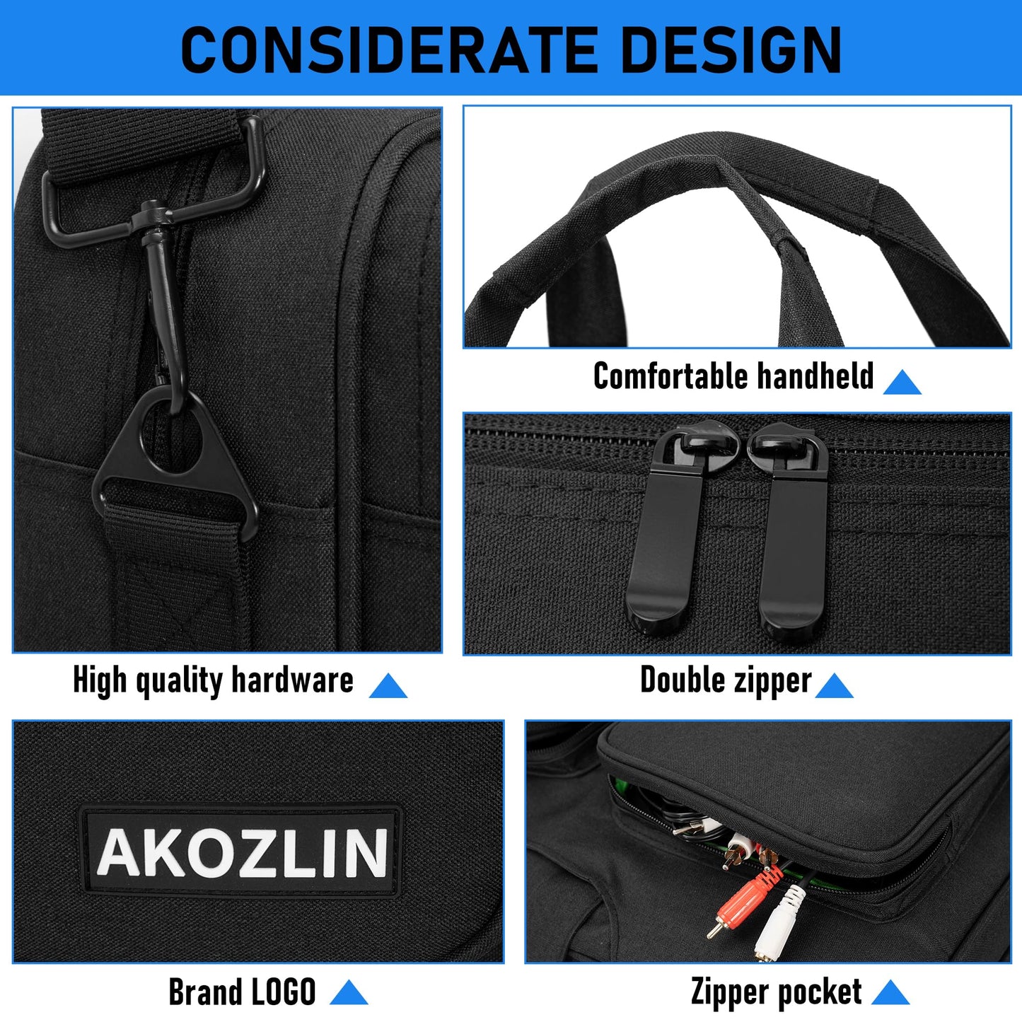 AKOZLIN Carry Case for Pioneer DJJ-FLX4 DJJ-REV1 DJJ-SB2 DJJ-SB3 DJ-400 DJJ-RB Controller Portable DJ Controller Carry Bag Double Layer Controller Travel Bag 21.3"×12.6"×5.5" Black