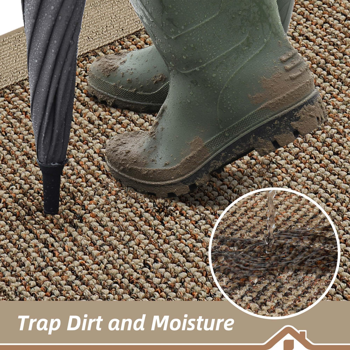 BEQHAUSE Indoor Door Mat 32" x 48", Dirt Trapper Door Mats Non-Slip Entryway Rugs Washable, Resist Dirt Absorbent Welcome Mat, Low Profile Floor Mats for Front Back Door and Entryway, Taupe