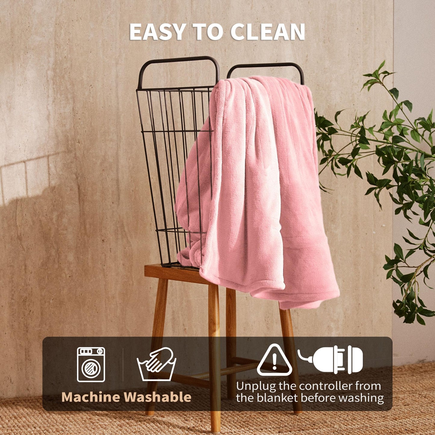 JET'S HOME Heated Blanket 50"x60" - ETL Certified Flannel Electric Blanket Throw Machine Washable Heating Blanket with 5 Heating Levels 3 Hours Auto-Off Overheating Protection Gifts for Women (Pink)