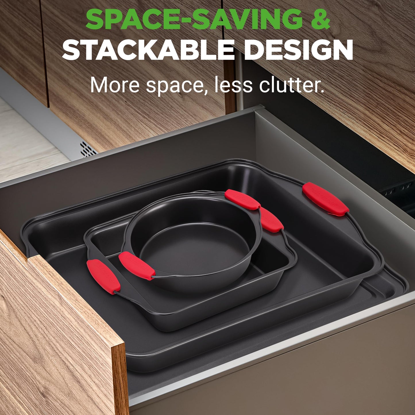 NutriChef Bakeware Set - Nonstick 8 Piece Durable Carbon Steel Baking Pans, PFOA, PFOS, PTFE Free Coating for Easy Food Release, Great for Cookies, Cakes, Roasting and More