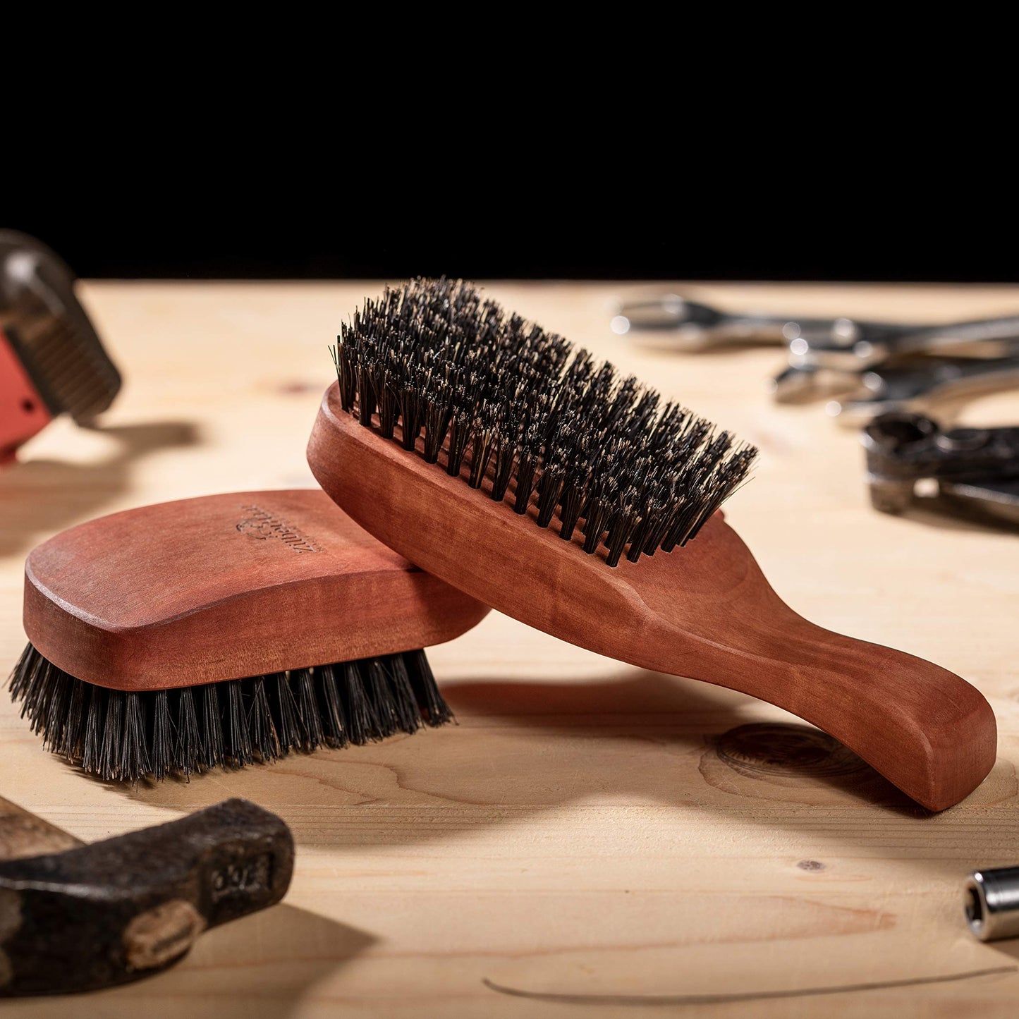 ZilberHaar Major – Men's Hair and Beard Brush – Soft Boar Bristles – Massages and Exfoliates Skin and Scalp – Ideal Men's Grooming Accessory – Made in Europe
