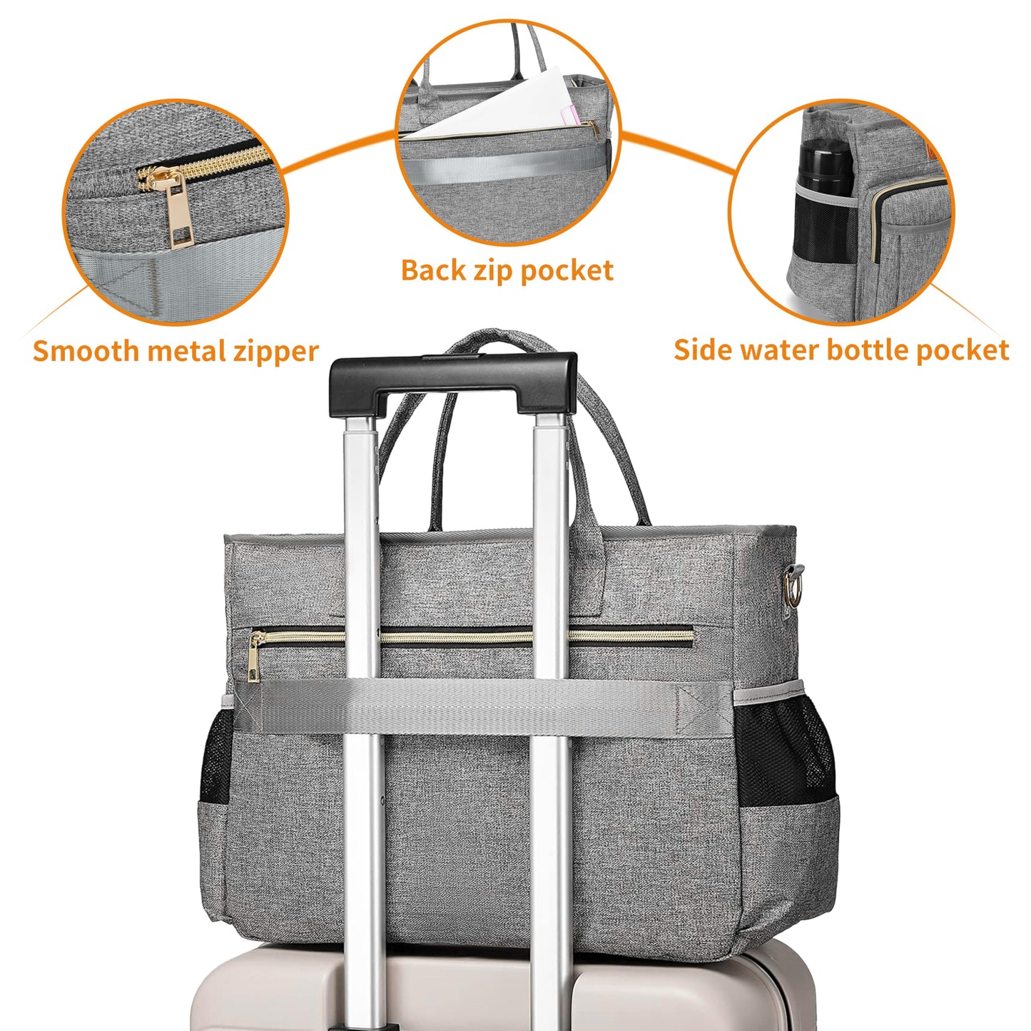 Laptop Tote Bag, Middle Size Computer Messenger Teacher Bag with 15.6'' Padded Laptop Sleeve