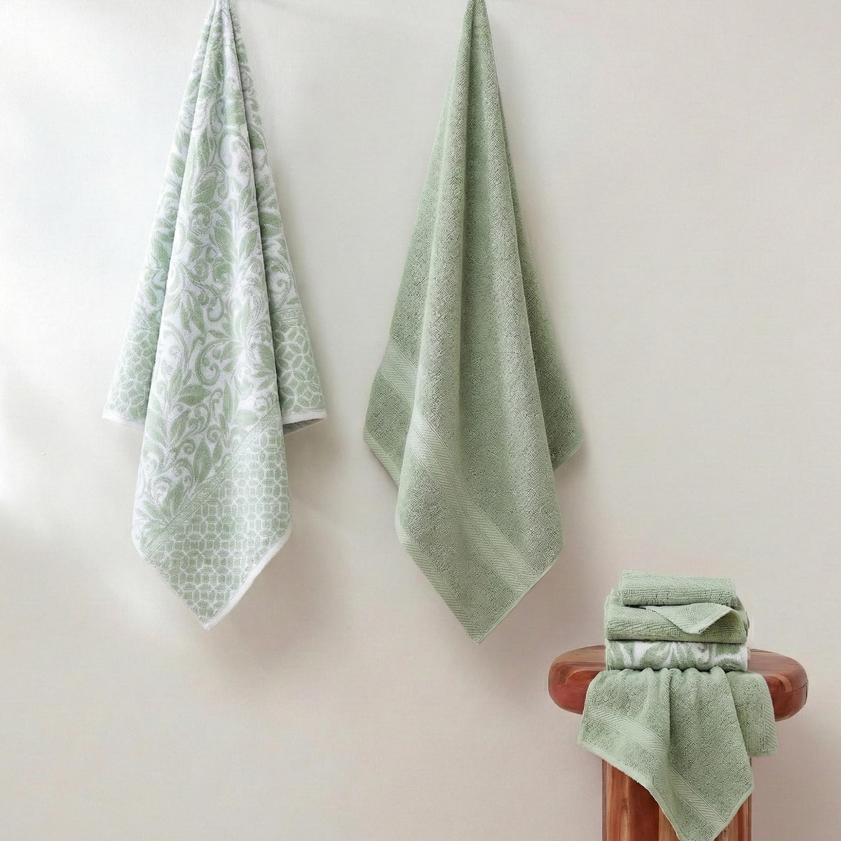 Modern Threads Trefoil Filigree 6-Piece Reversible Yarn Dyed Jacquard Towel Set - Bath Towels, Hand Towels, & Washcloths - Super Absorbent & Quick Dry - 100% Combed Cotton