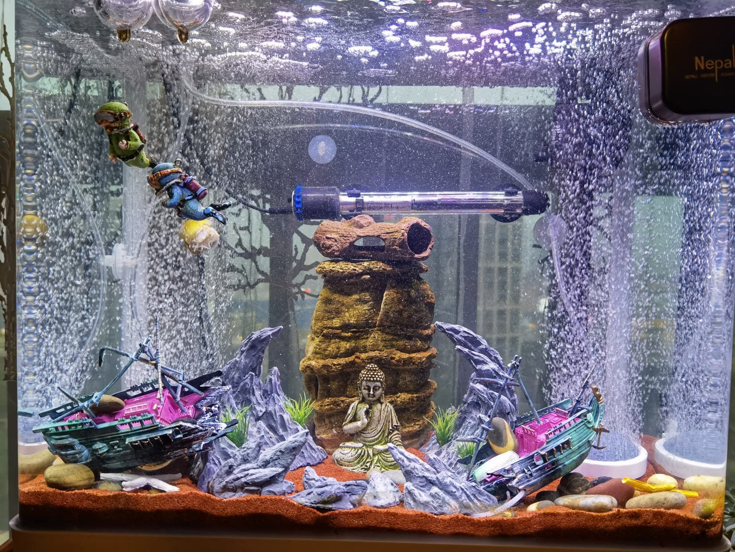 Fish Aquarium Ornaments 2～10 Gallon Aquarium Decoration Model Kits, Include 7 pcs Resin Imitation Stone (Soul Valley)