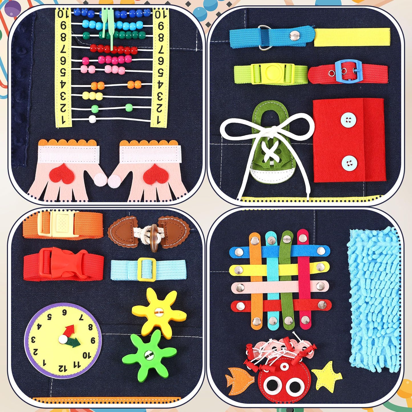 Shyyween Fidget Apron for Elderly, Fidget Blanket for Dementia Activities for Seniors Alzheimer's Therapy Activity Apron Anxiety Relief Solutions Sensory Fidget Toys, Dark Blue