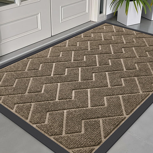 Colorxy Front Door Mat Outdoor Indoor, Heavy Duty Waterproof Door mat, Non Slip Welcome mat, Sturdy Natural Rubber Easy Clean Outdoor Mats for Entrance, 32"x47", Brown