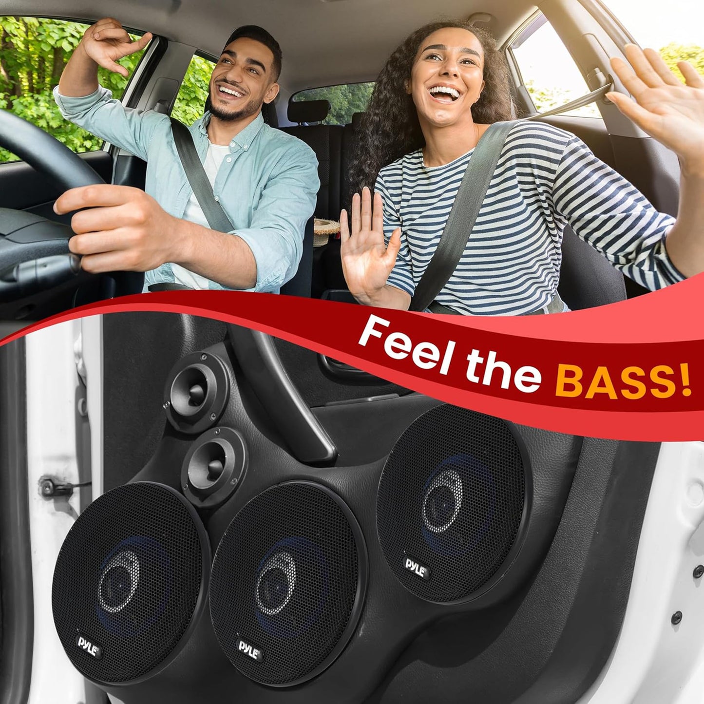 6.5" Three-Way Sound Speaker System - 180 W RMS/360W Power Handling W/ 4 Ohm Impedance and 3/4'' Piezo Tweeter For Car Component Stereo, Round Shaped Pro Full Range Triaxial Loud Audio