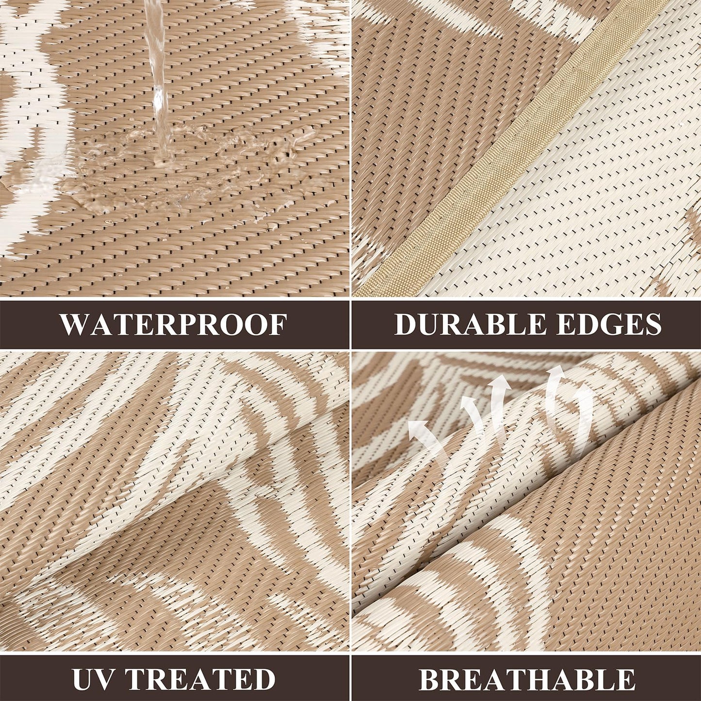 Pauwer Outdoor Rug 5x8 Waterproof for Patios, Reversible Outdoor Plastic Straw Rug, Indoor Outdoor Area Rugs Carpet RV Mat, Outdoor Patio Camping Rug for RV, Picnic, Backyard, Deck, Balcony, Porch