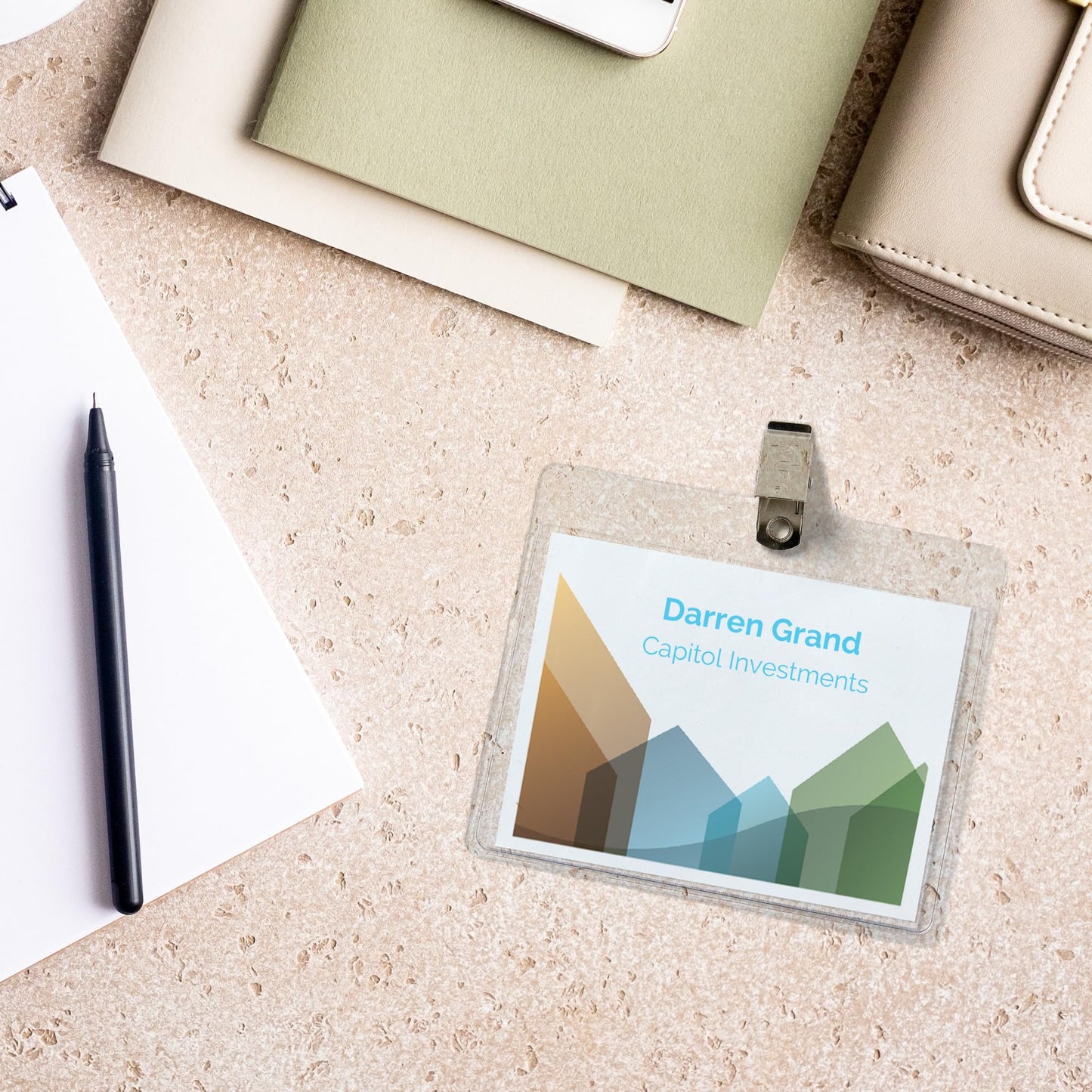 Clip Style Name Badges, Flexible Holder, 3" x 4", White