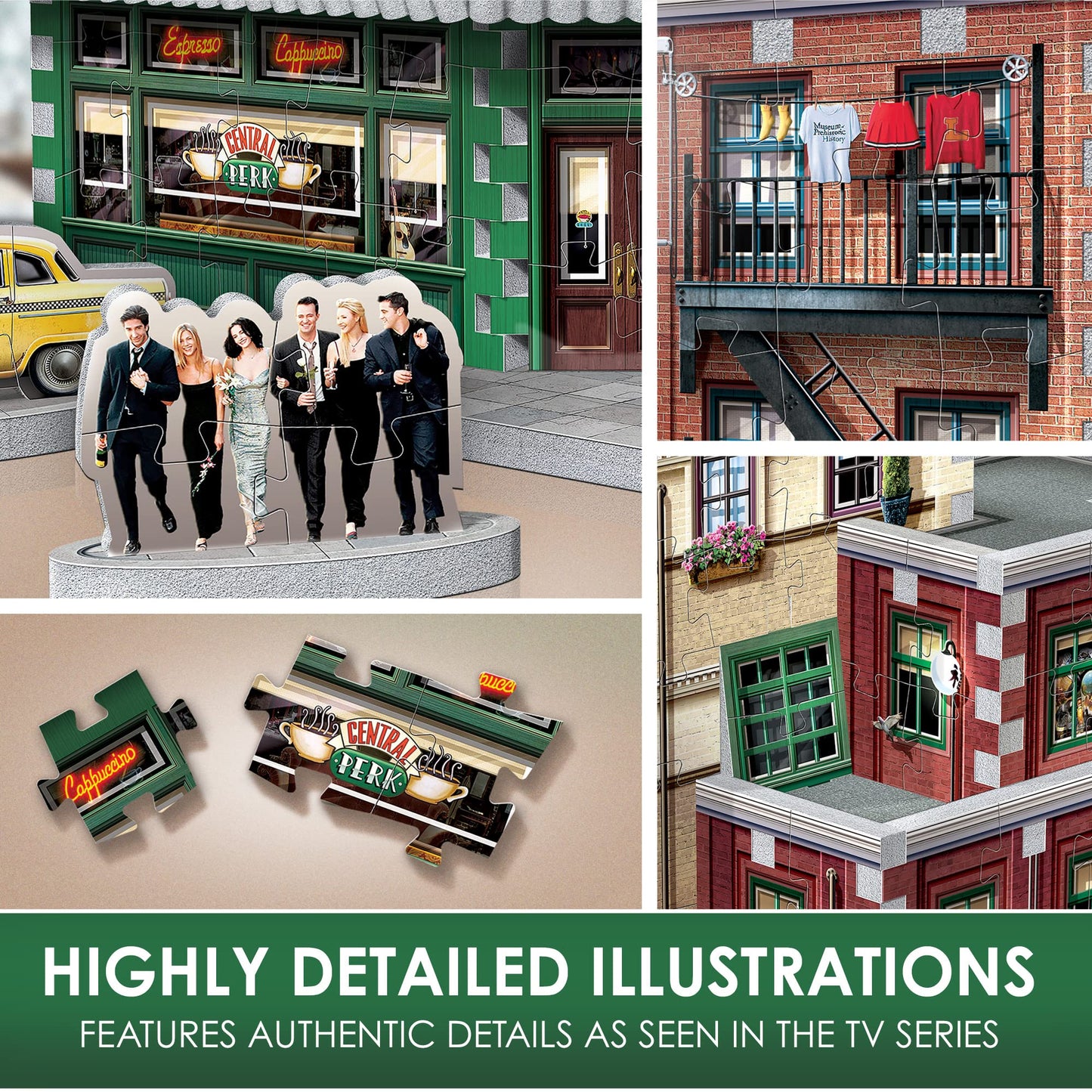 Wrebbit3D Friends 3D Puzzle Model of Central Perk | 440 Real Jigsaw Puzzle Pieces | Build The Iconic Cafe from The Hit TV Series