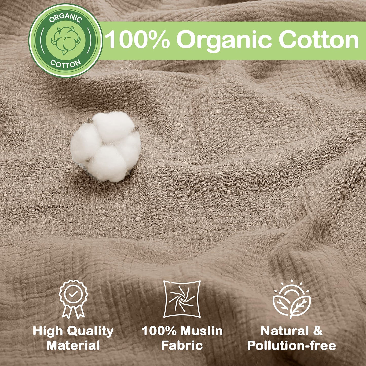 Infancie 100% Organic Cotton Baby Muslin Blanket 120 X 120 CM Baby Blankets Pack of 2 Soft Breathable Lightweight Gentle On Baby Skin Large Receiving Blanket for Newborns and Infants Daily Use