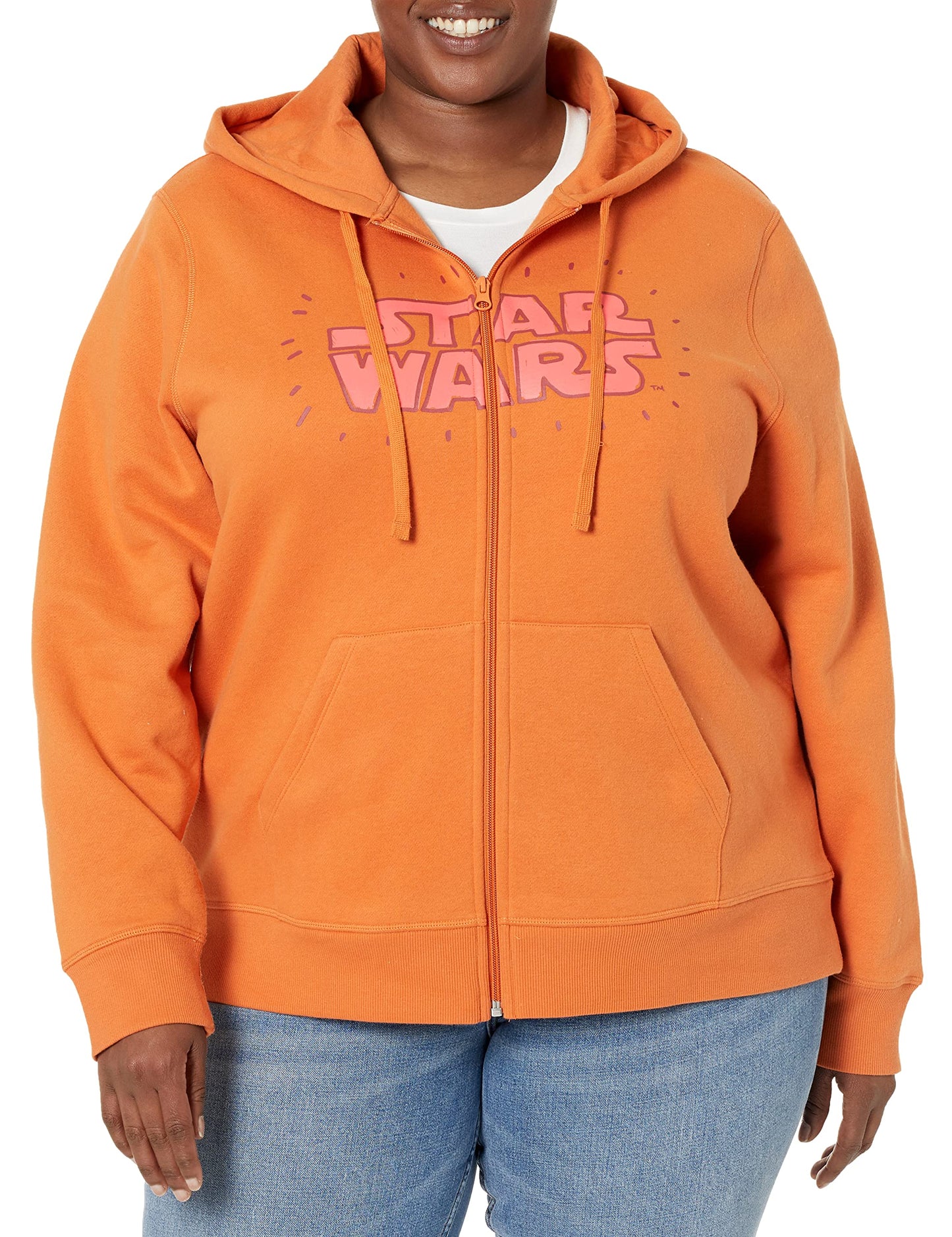 Amazon Essentials Disney | Marvel | Star Wars | Princess Women's Fleece Full-Zip Hoodie Sweatshirts (Available in Plus Size), Star Wars Logo, X-Large