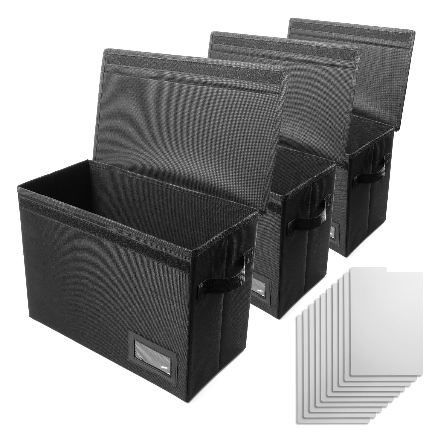 Comic Book Storage, 3 Pack, Comic Book Boards - Comic Storage Boxes for 150-180 Comic Books with Lid and Label Slot 15.5" X 7.5" X 11"- Bonus Dividers – Black for organized Comic book Collectors