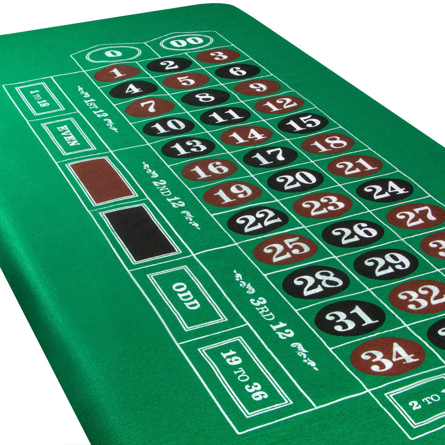 Brybelly 4-in-1 Casino Game Mats - Blackjack, Craps, Roulette & Texas Hold'em - Green Felt Double Sided - 18" x 36" - Perfect for Casino Game Night