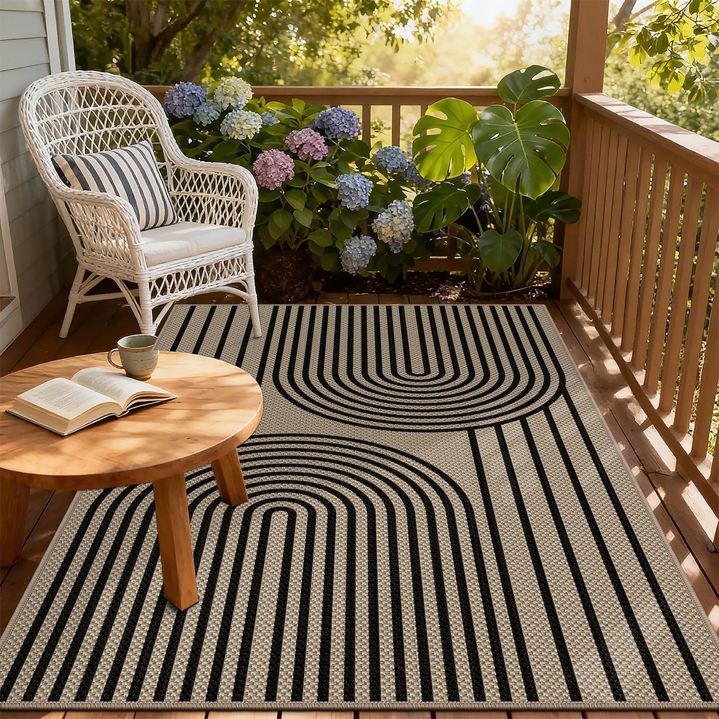 Easy Jute 3x5 Indoor Outdoor Rug, Non-Slip Absorbent Dirt Resist Front Back Door Mat, Washable Low-Profile Doormat Area Rugs for Entryway, Bedroom, Front Door, Inside Entrance, Kitchen, Black