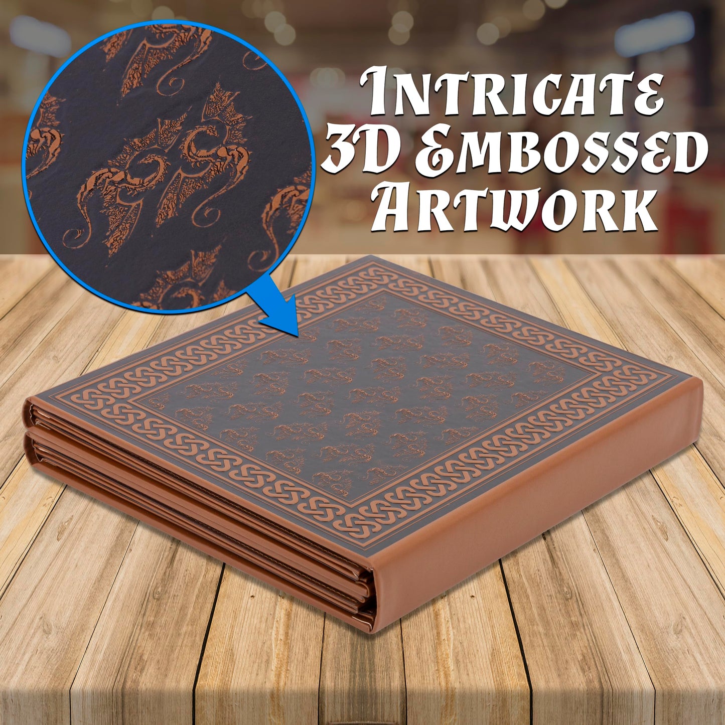 CASEMATIX DM Screen Faux Leather 8-Panel Deluxe GM Screen - Eight Panel Folding Dungeon Master Screen with 2 Swinging Panels and Wet Erase Pockets for TTRPGs, Inserts Not Included