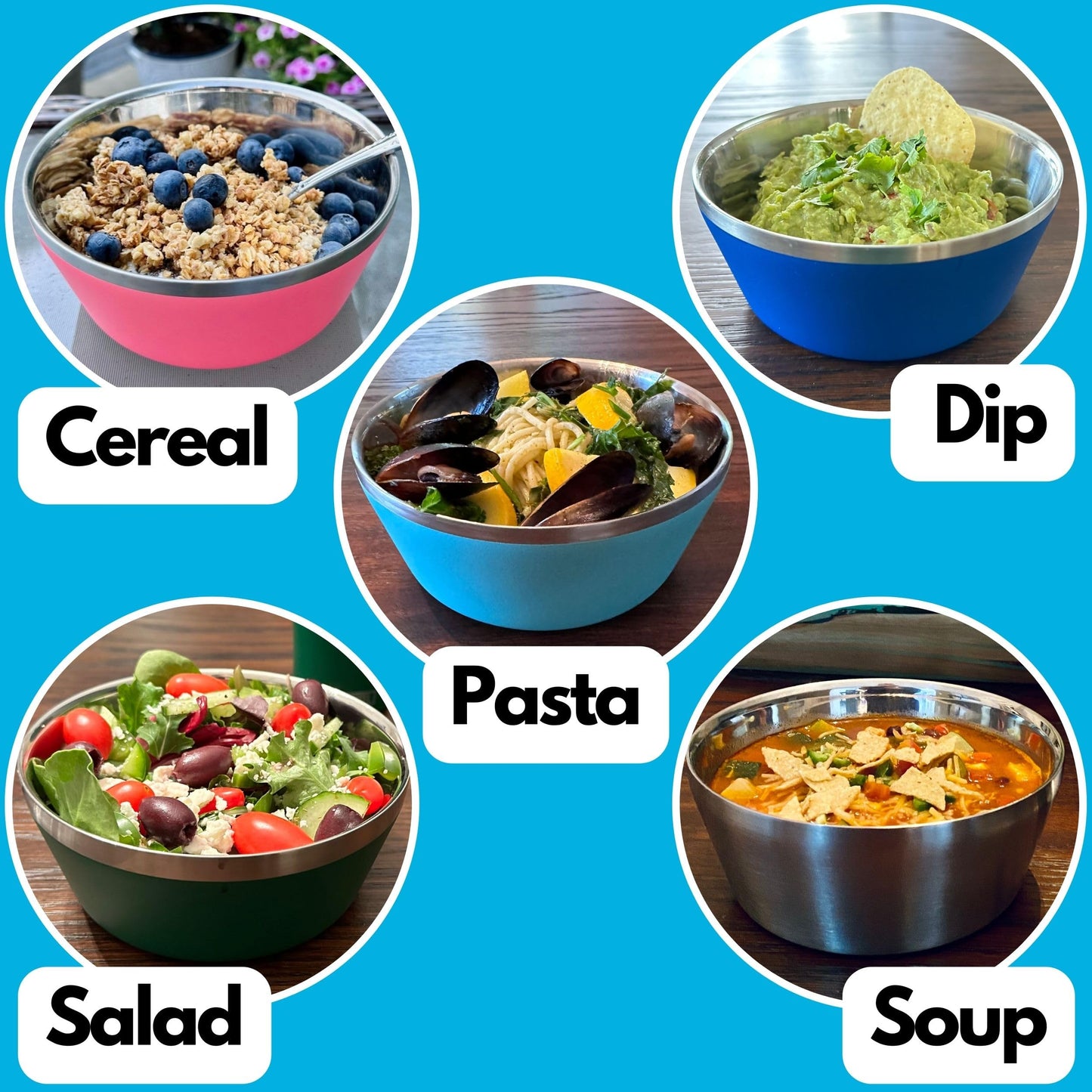 Stainless Steel Insulated Bowls for Kids and Adults - 20 Oz Double Wall Metal Bowls for Ice Cream, Soup, Cereal, Snack, Rice Dish, Camping Bowl (Stainless Steel)