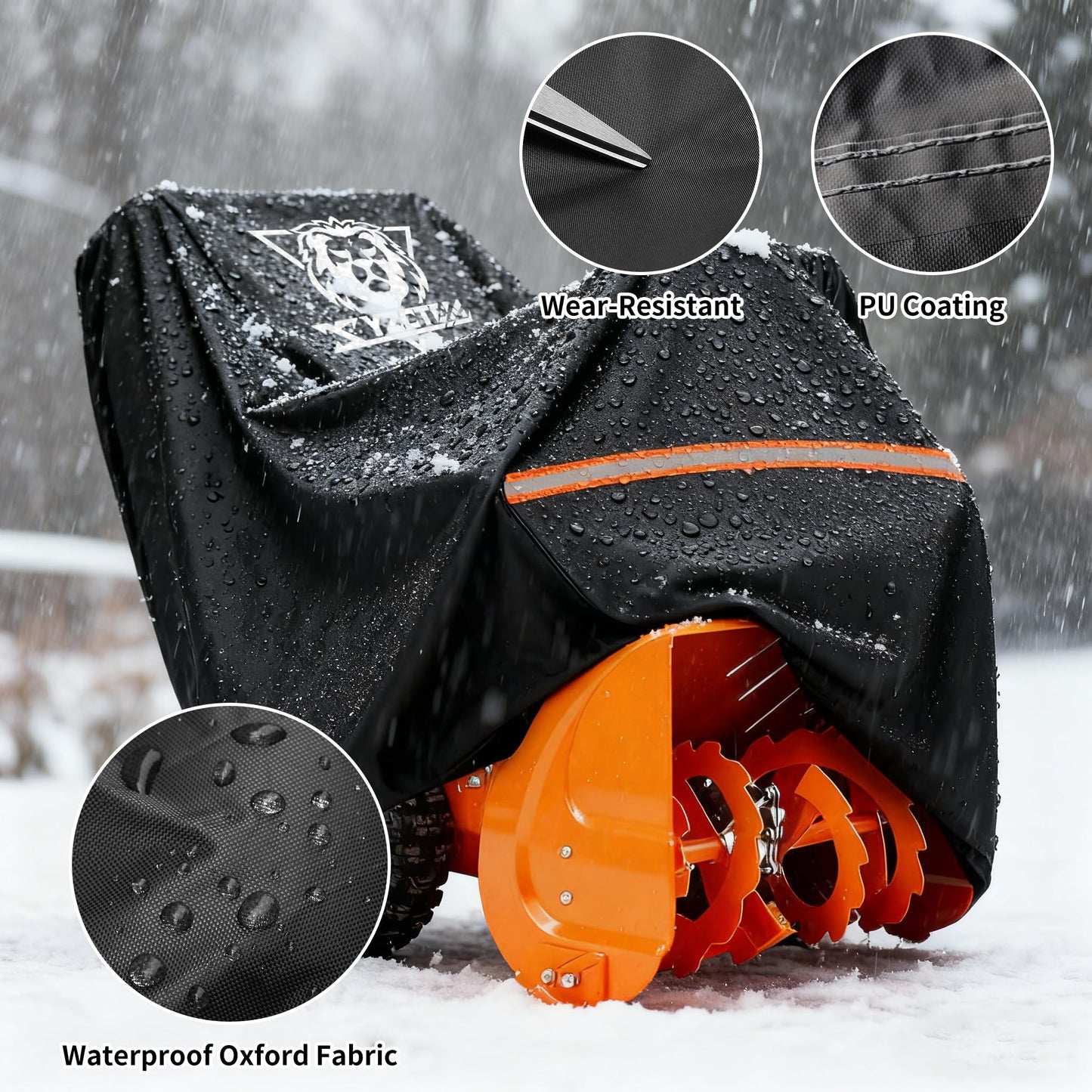 XYZCTEM Snow Blower Cover 300D Oxford Fabric, Universal Fit Snow Blower Cover, Covers for Snow Blowers Against Water, UV, Wind, Outdoor Protection (Black)