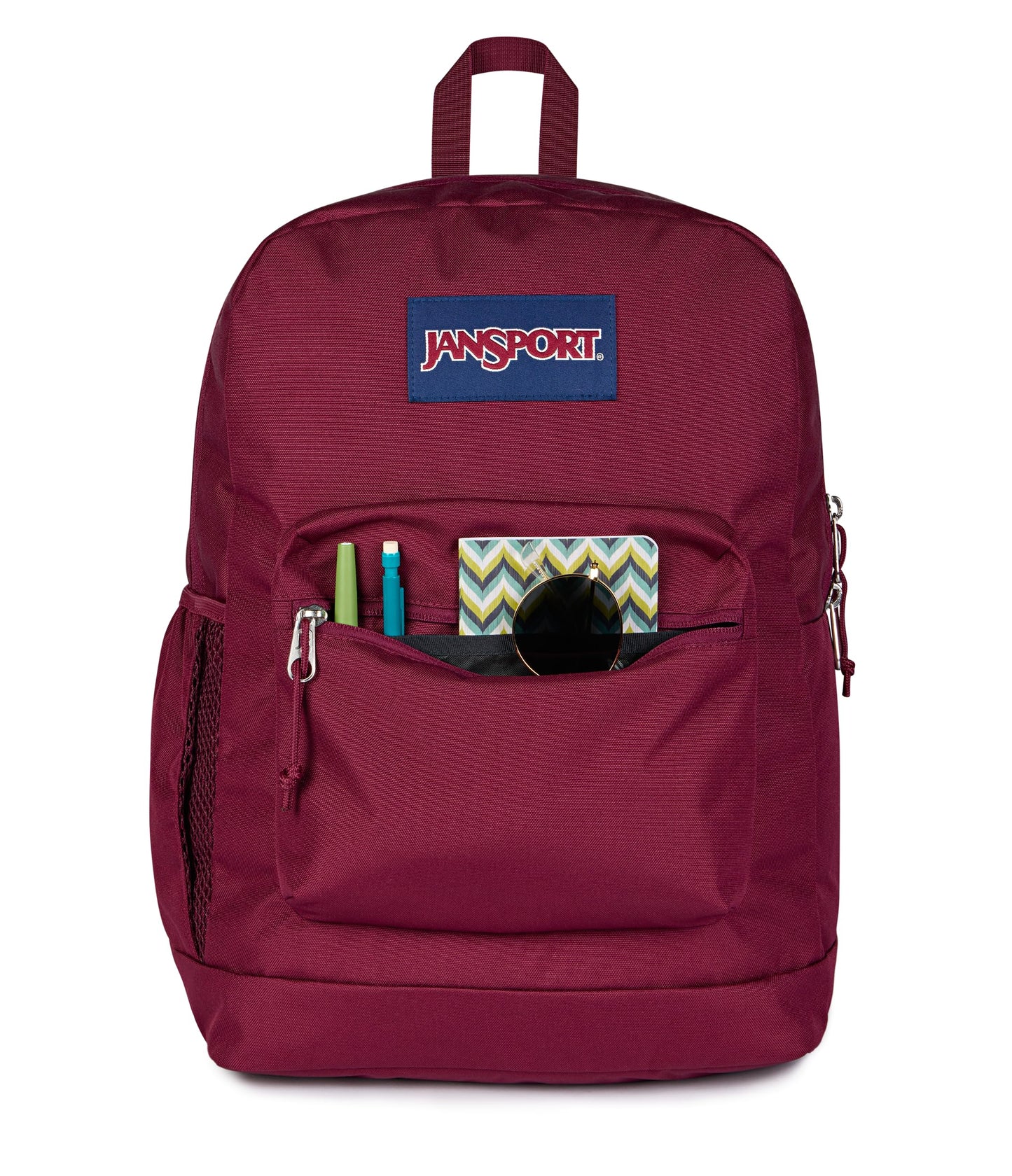 JanSport Cross Town Plus Backpack - Large Main Compartment, Side Water Bottle Pocket, 15-Inch Padded Laptop Sleeve - Cherry Lacquer