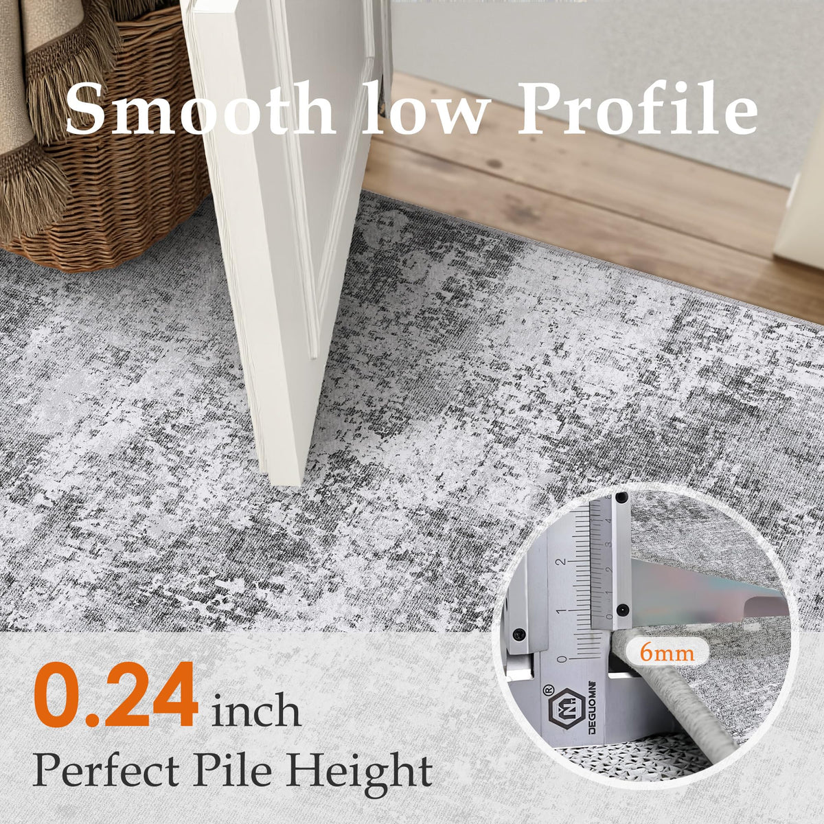 PureCozy Abstract Grey Area Rug 3x5 Modern Office Carpet Washable Neutral Soft Entryway Door Mat Low Pile Non Slip Indoor Throw Rug for Kitchen Bathroom Bedroom Laundry Living Dining Room