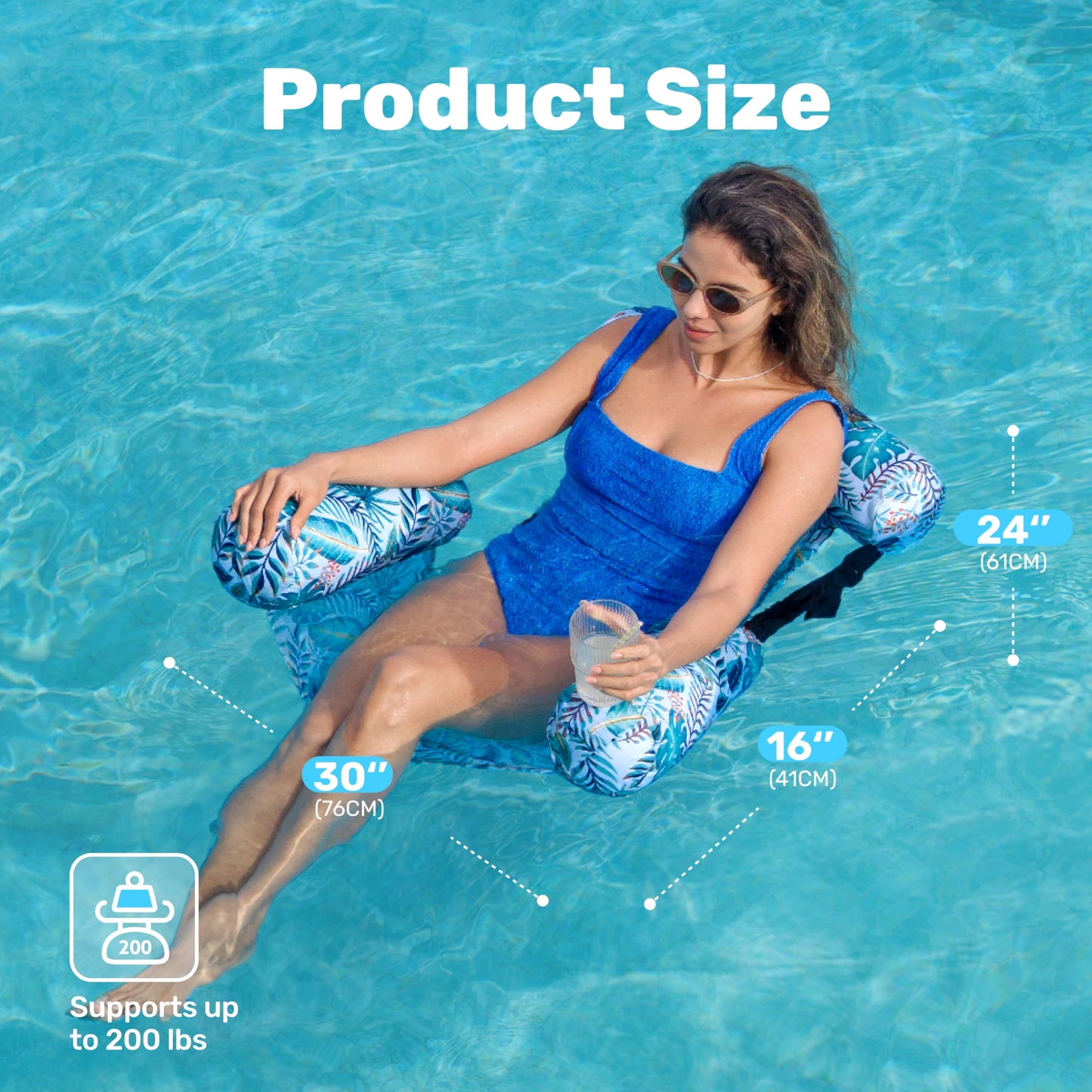 SLOOSH Pool Floats Chairs Adult,Inflatable Pool Lounge,Plant Pattern Floating Mat Hammock,Blow up Water Chairs Noodles rafts for Party Summer Water Beach Fun,Tropical Leaves