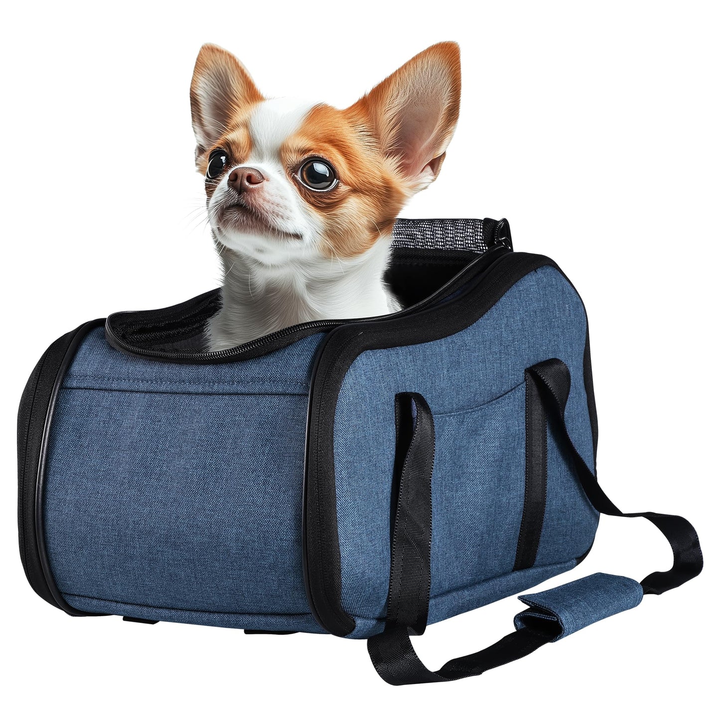 Navaris Dog Car Seat - Secure and Comfortable Pet Carriers for Small Dogs - Centre Console Car Seats - Booster and Bed with Zipper, Leash, and Cushion - Cat, Dog & Puppy Travel Bag