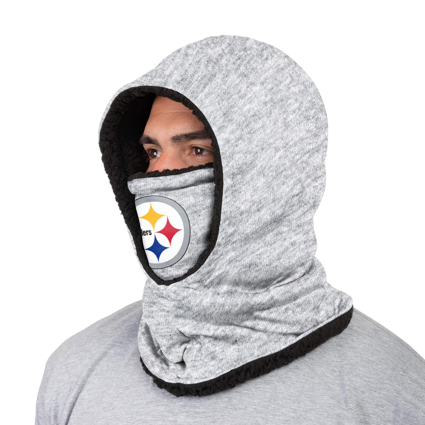 Pittsburgh Steelers NFL Heather Grey Big Logo Balaclava Hooded Gaiter