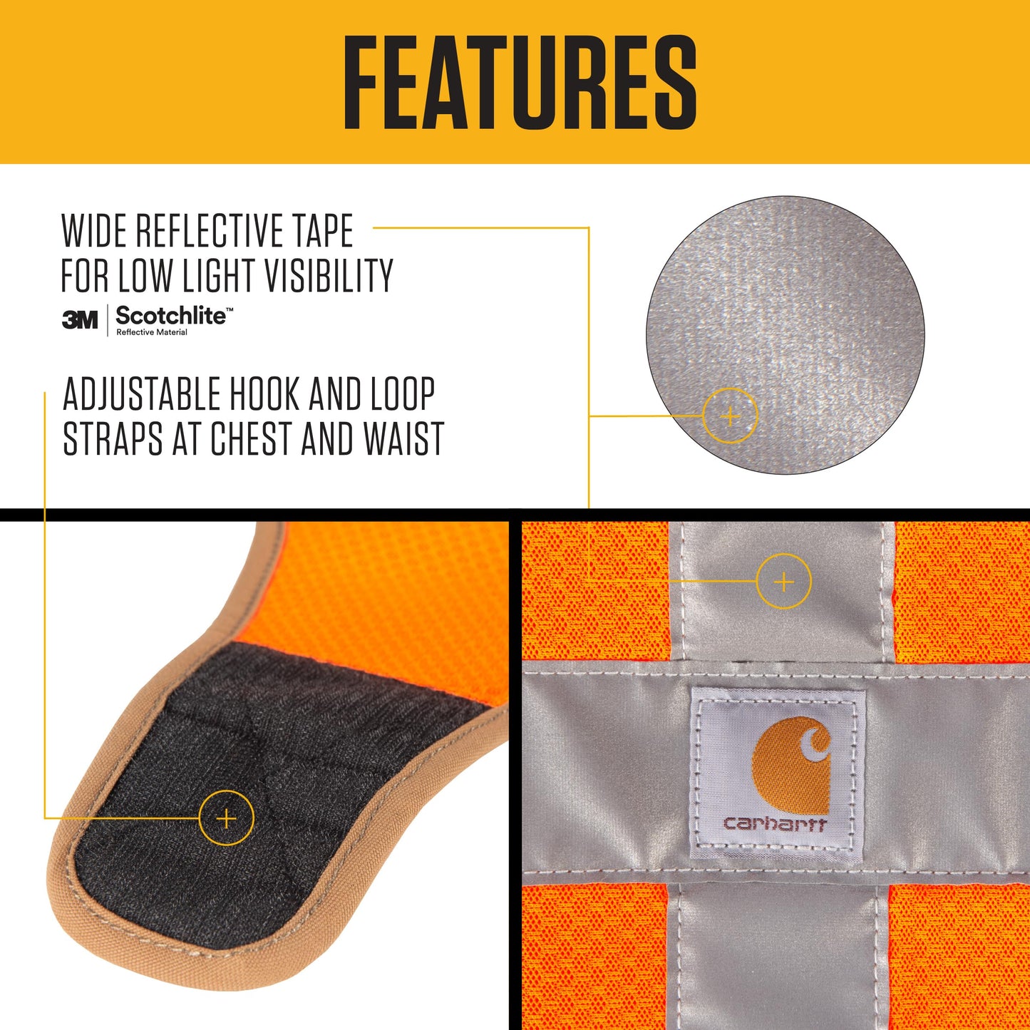 Carhartt Mesh Safety Dog Vest, Hi-Visibility Lightweight Dog Vest, Hunter Orange, Large